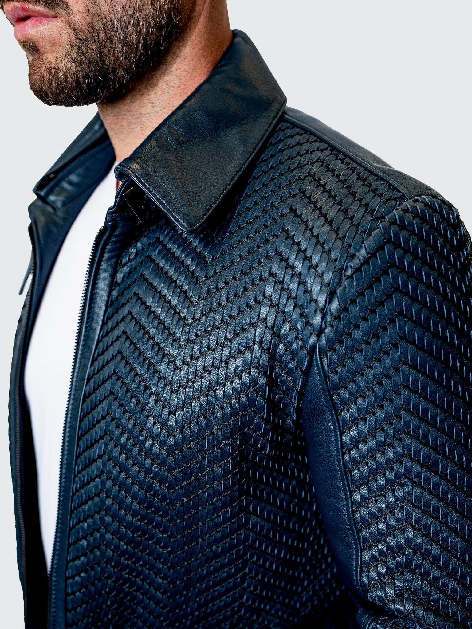 Tresser Blue Leather Jacket