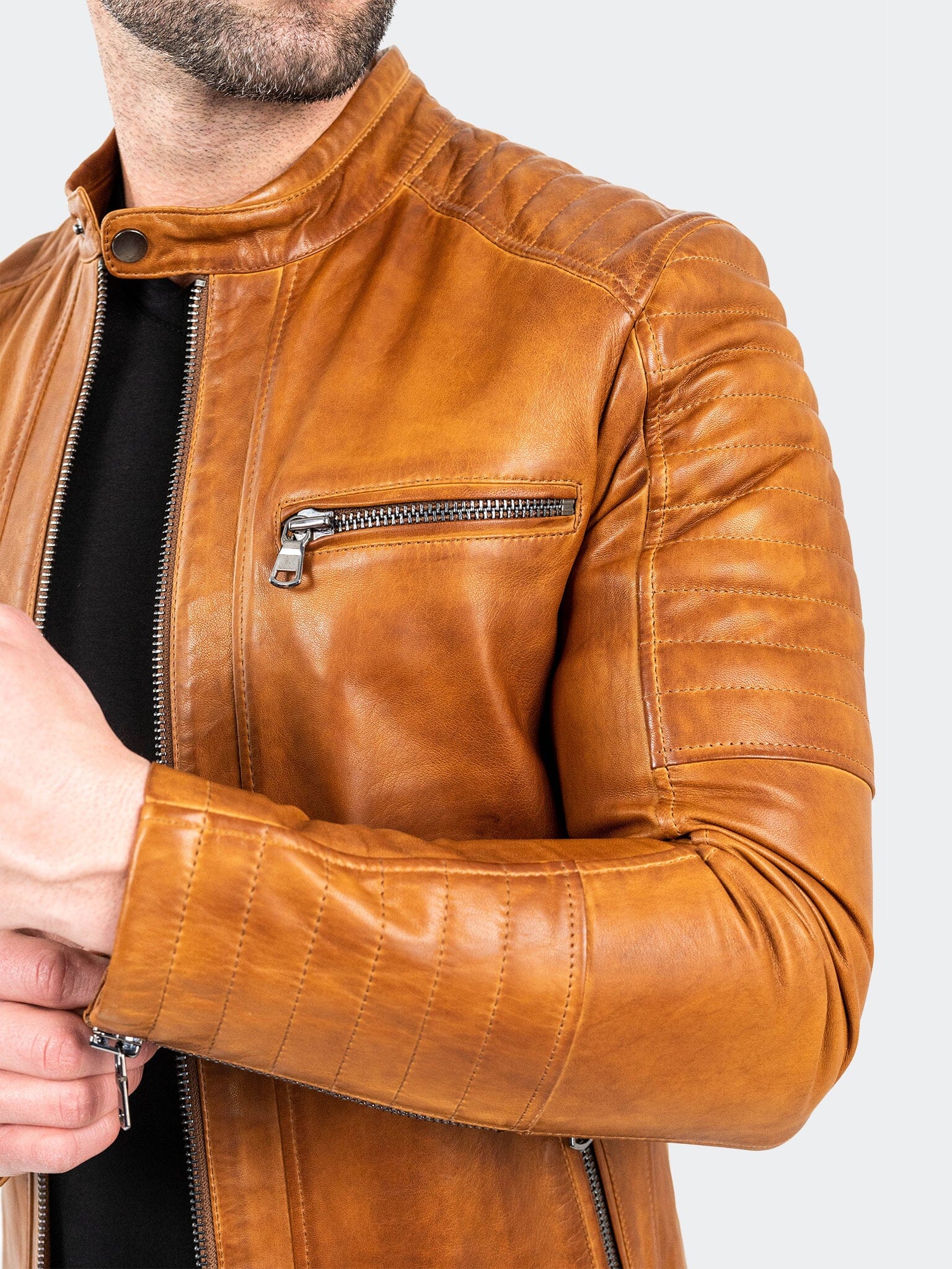 Wood Brown Leather Jacket