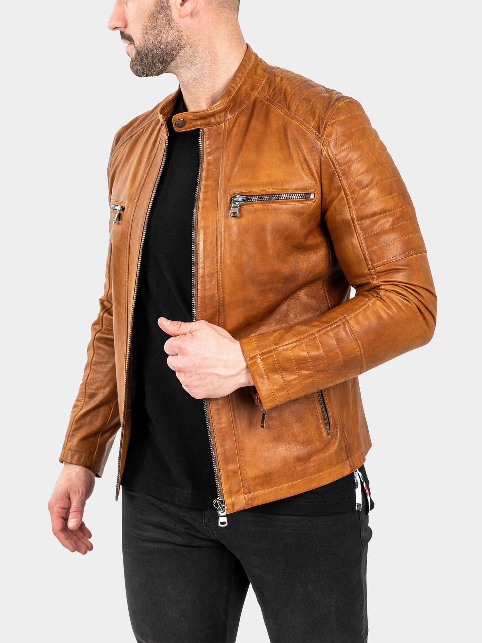 Wood Brown Leather Jacket