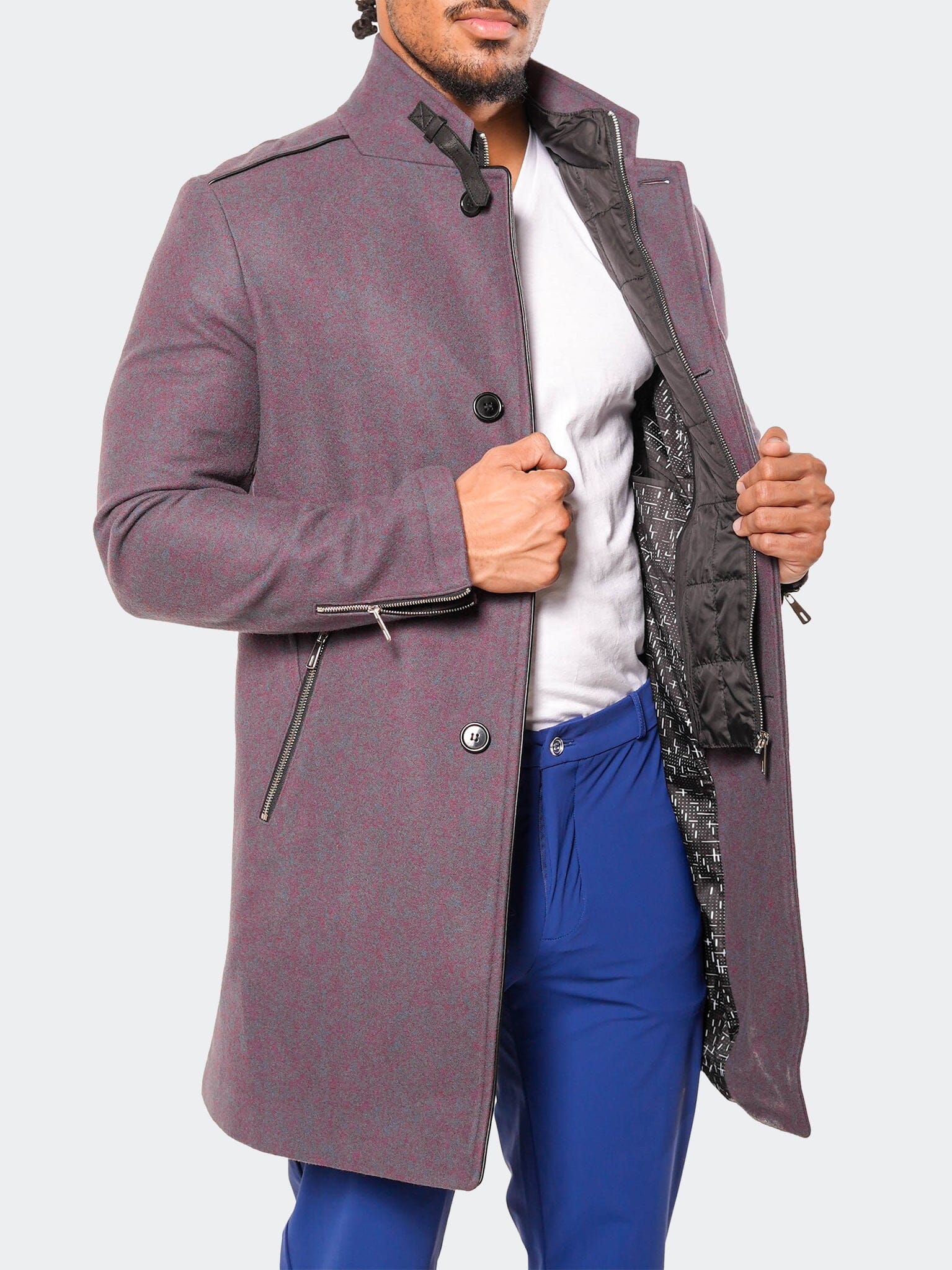 Captain Bordeaux Blue Peacoat