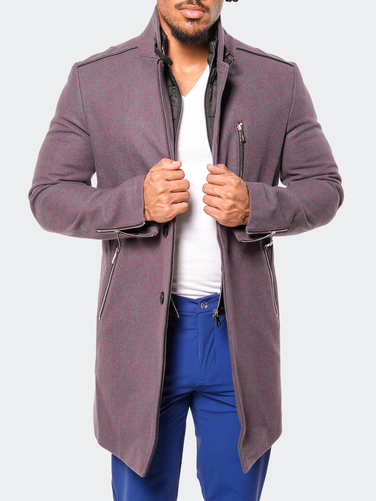 Captain Bordeaux Blue Peacoat