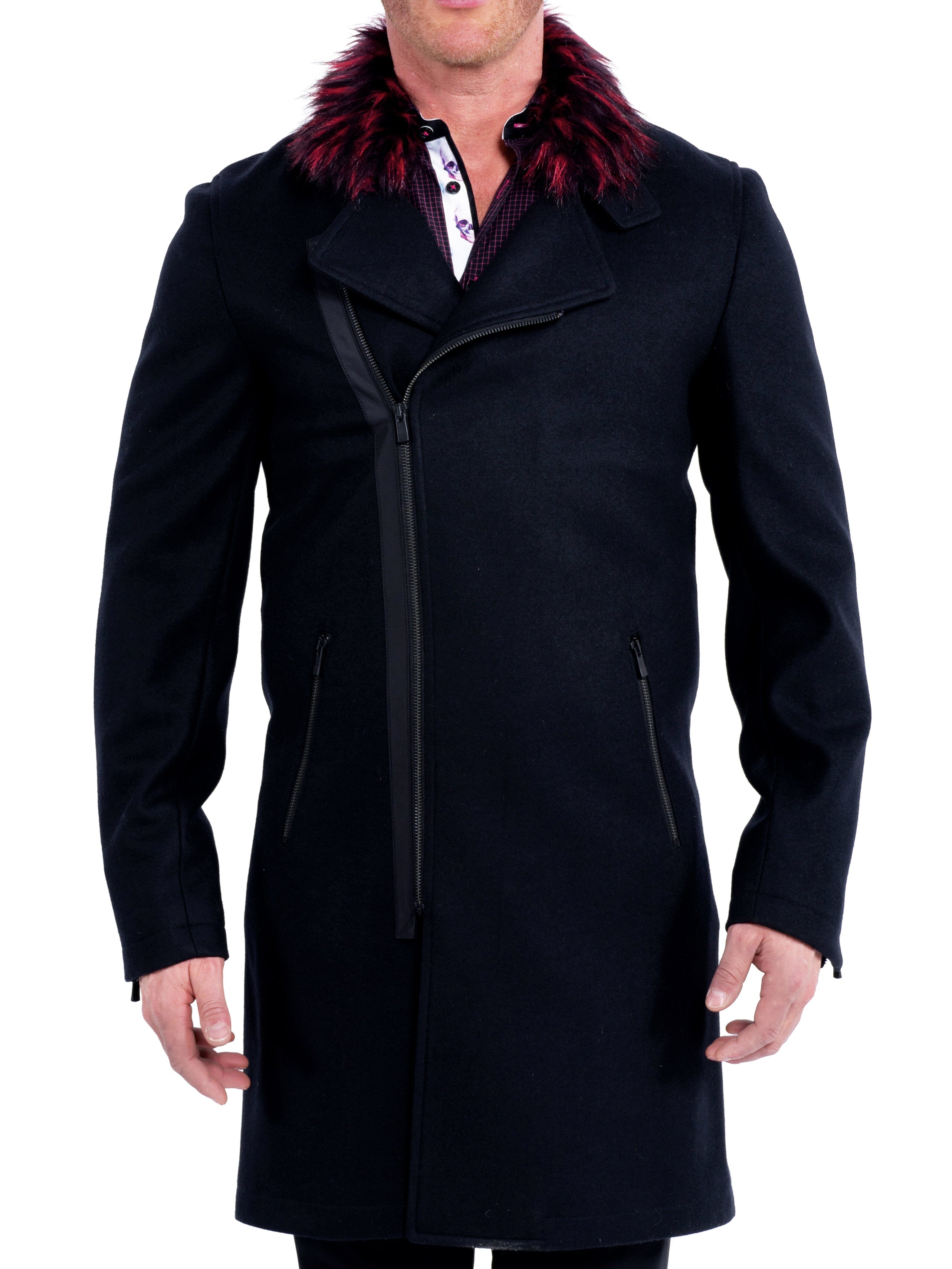 ZipFurred Black Peacoat Jacket