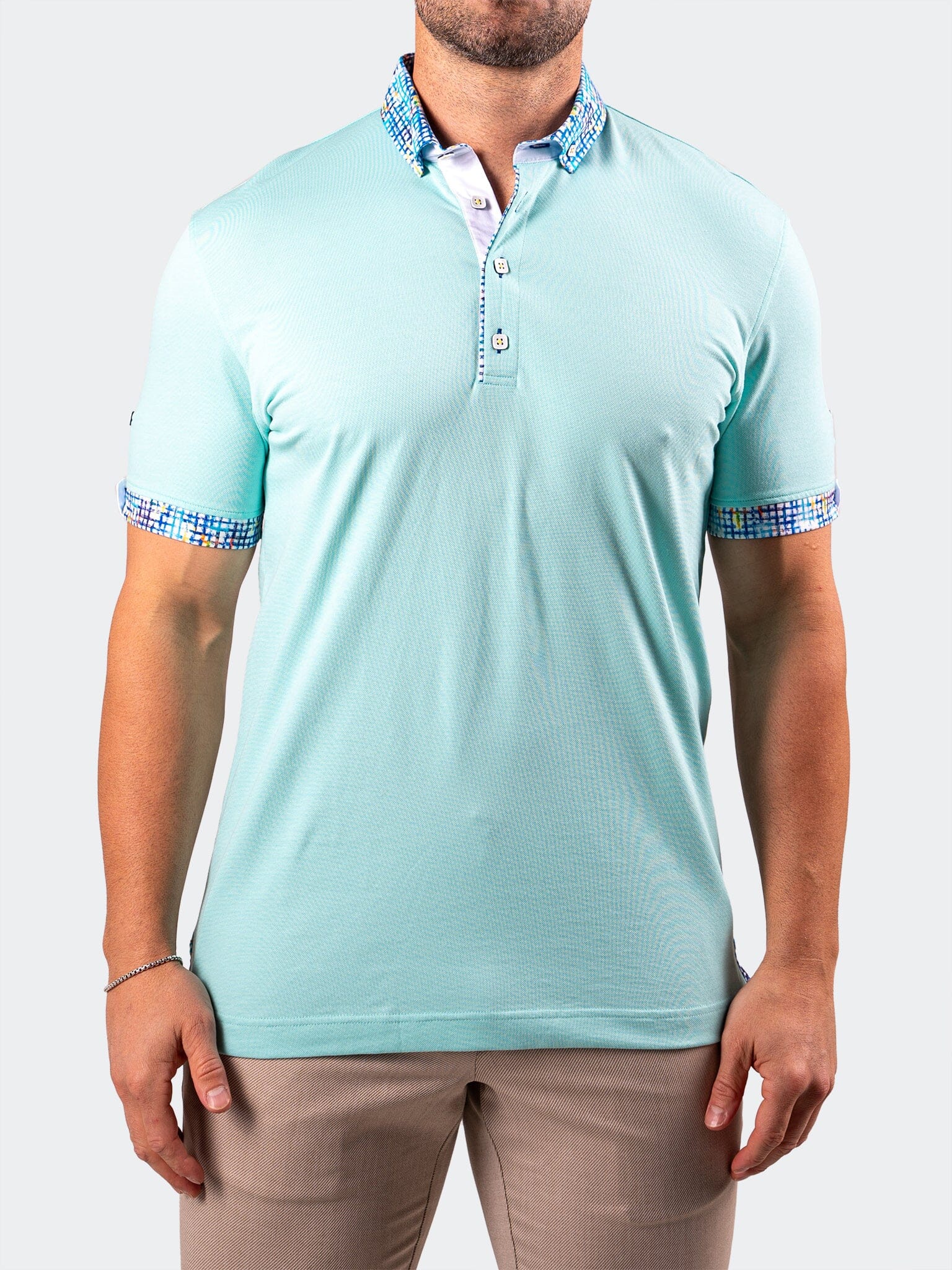 Polo CollarSolidPastel Green