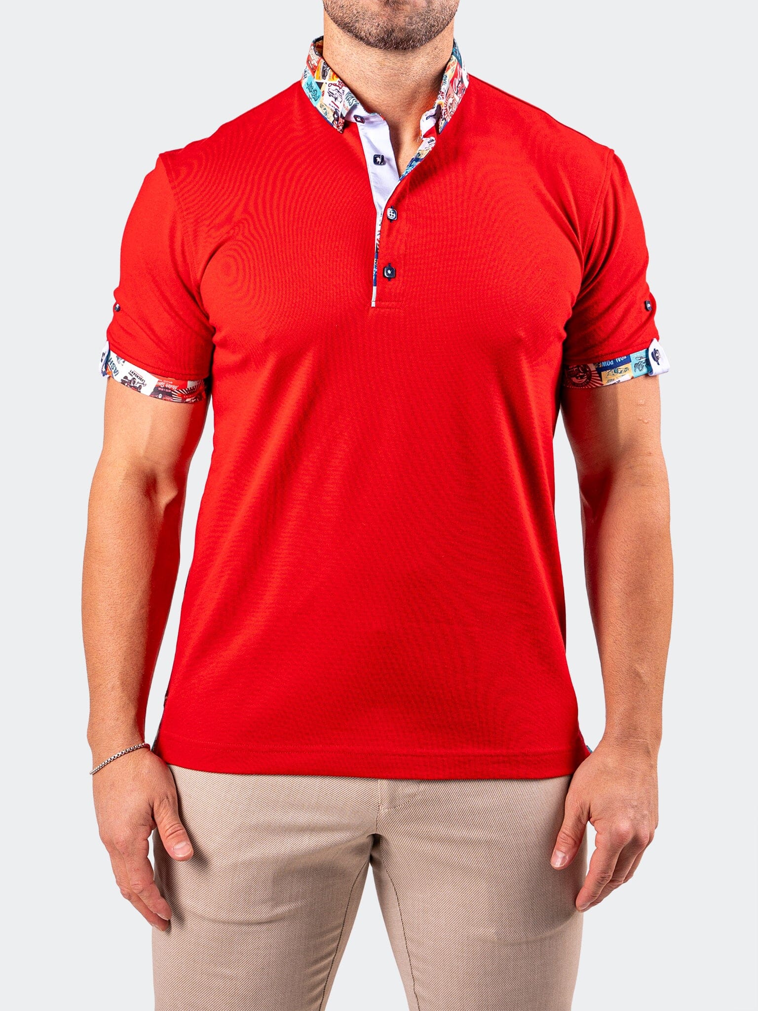 Polo CollarSolidScarlet Red