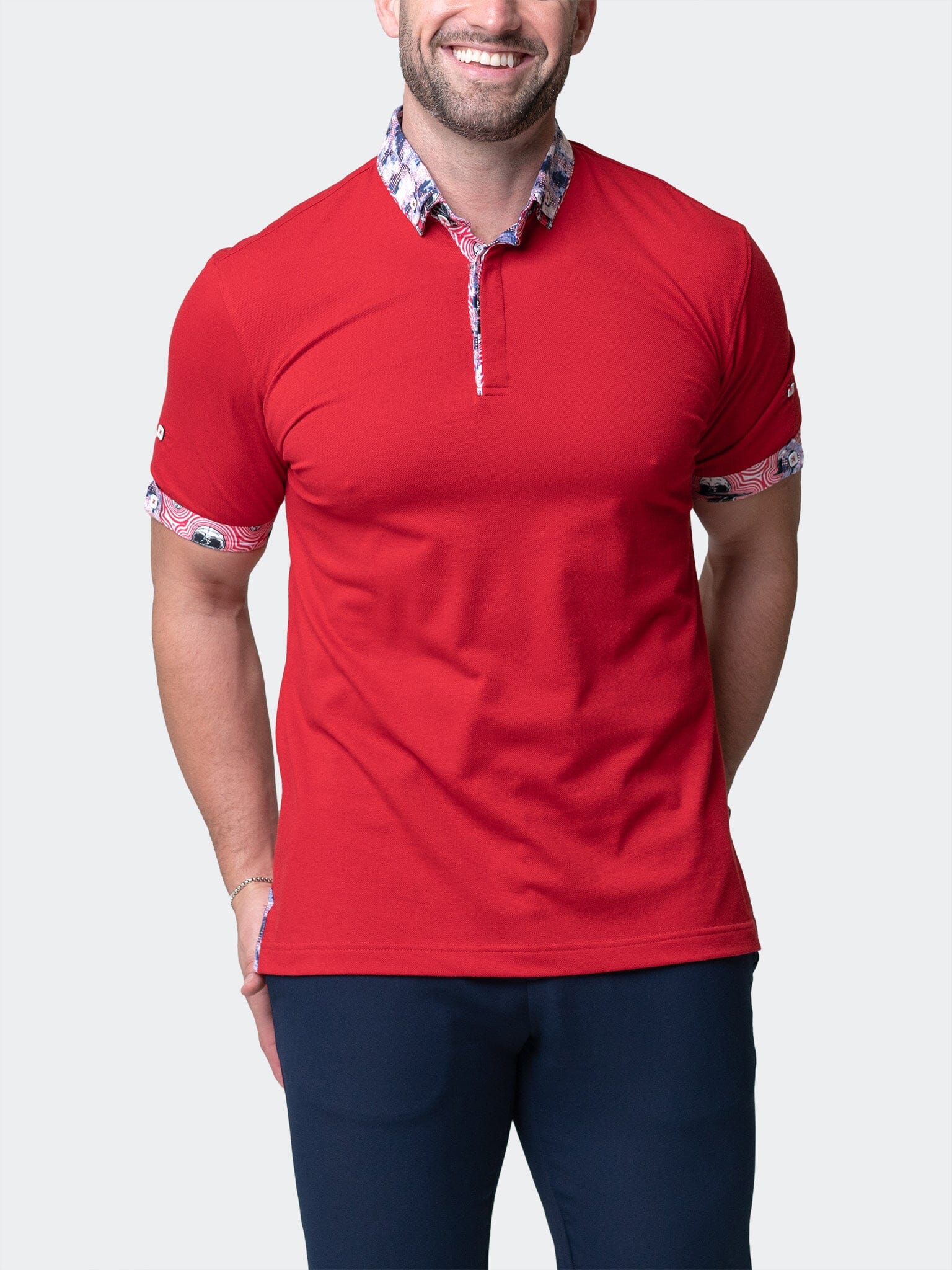 Mozart Solid Ripple Red Polo