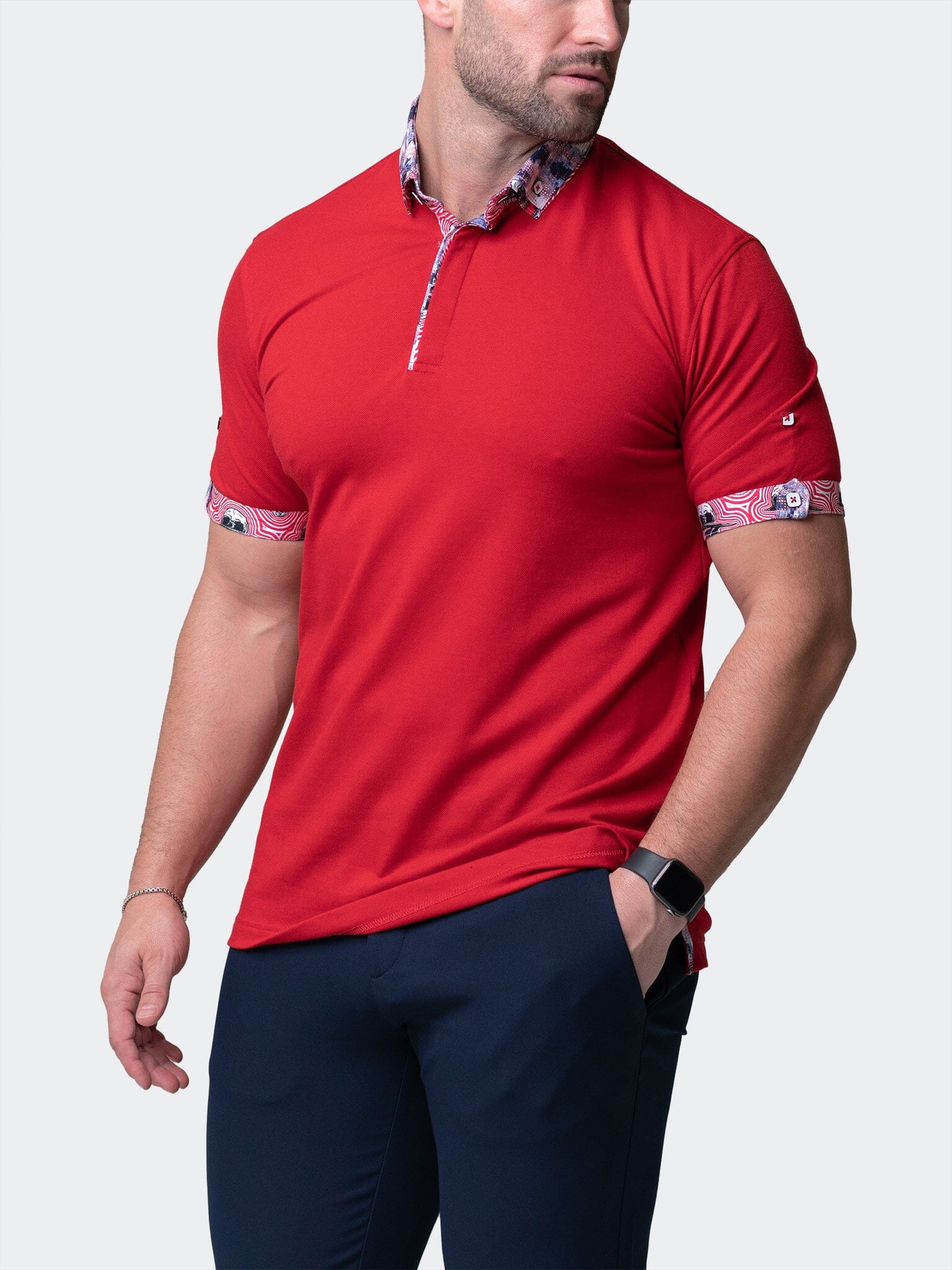 Mozart Solid Ripple Red Polo