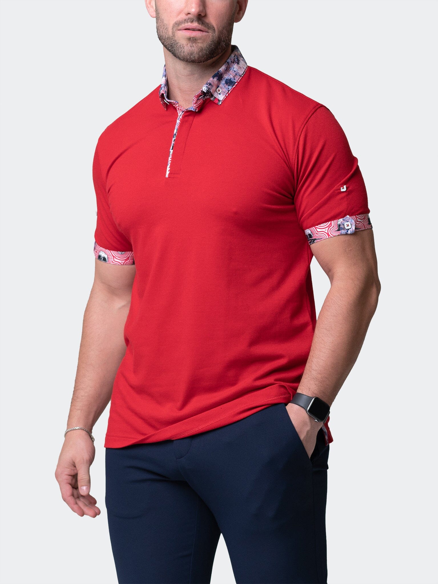Mozart Solid Ripple Red Polo