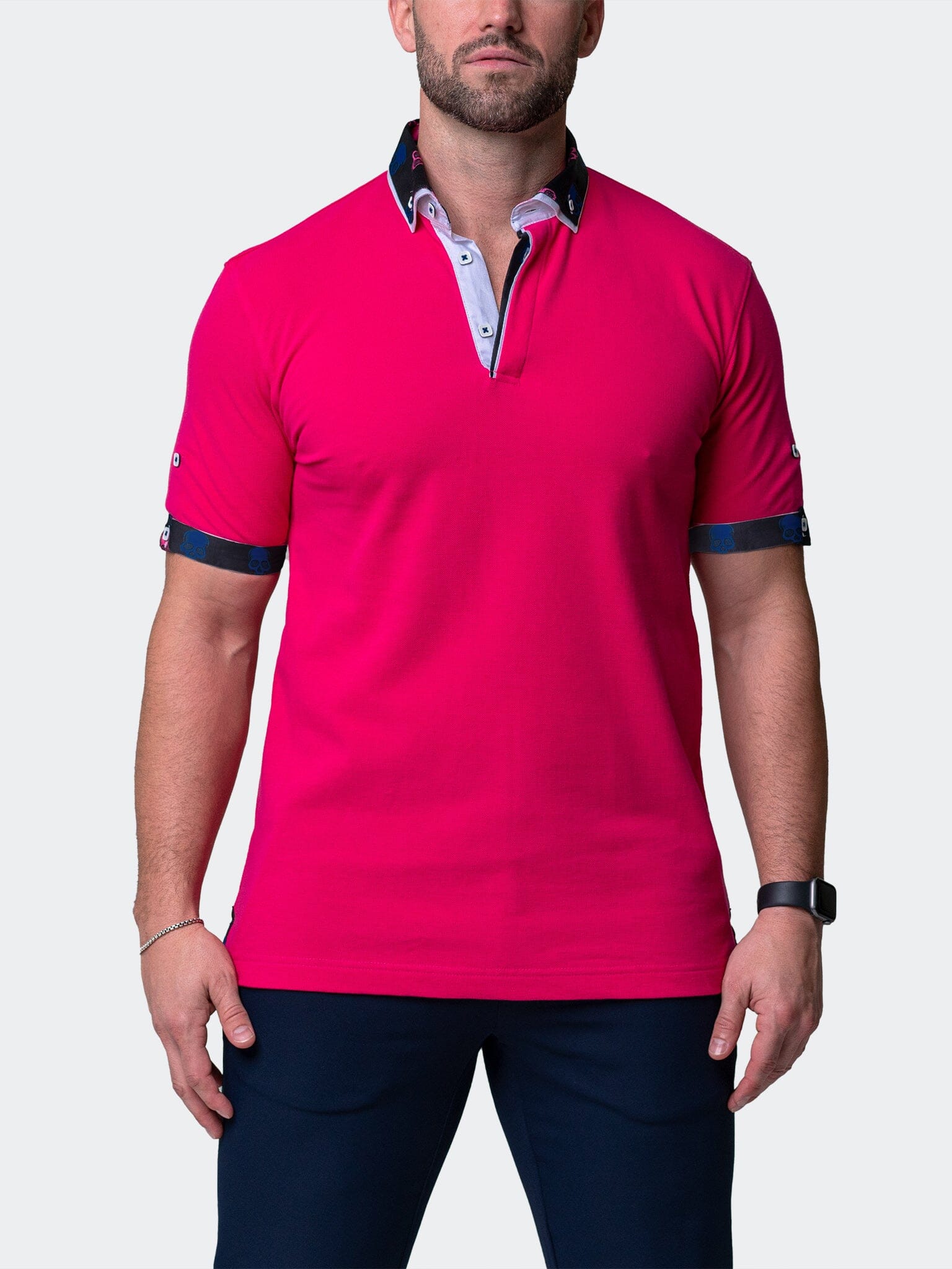 Mozart Solid Skull Fuchsia Polo – Maceoo