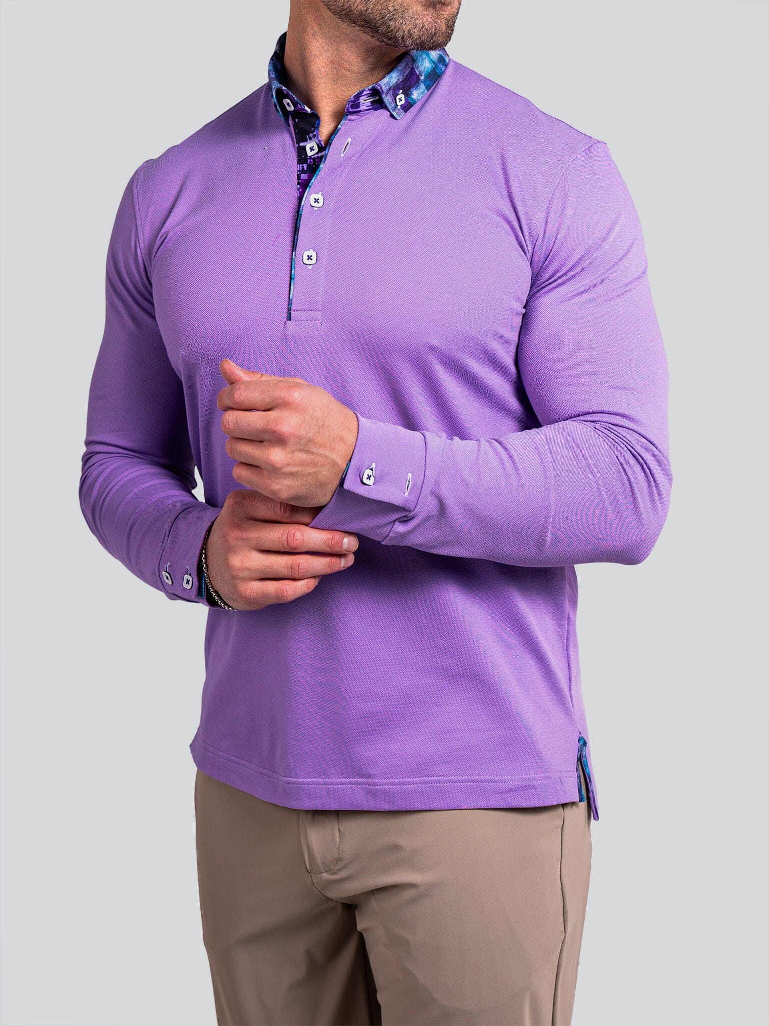 Newton Ascension Purple Long Sleeve Polo