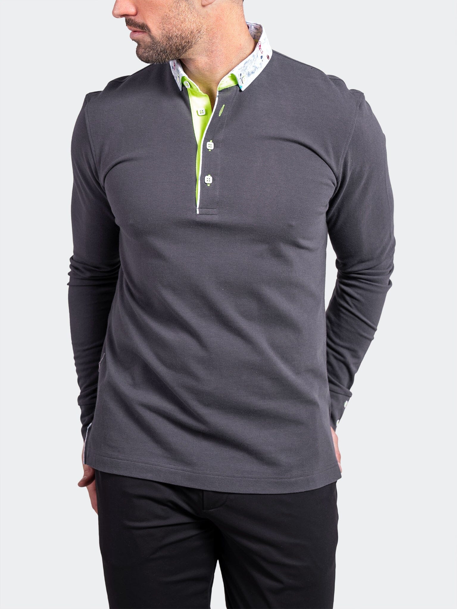 Newton Ascension Grey Long Sleeve Polo
