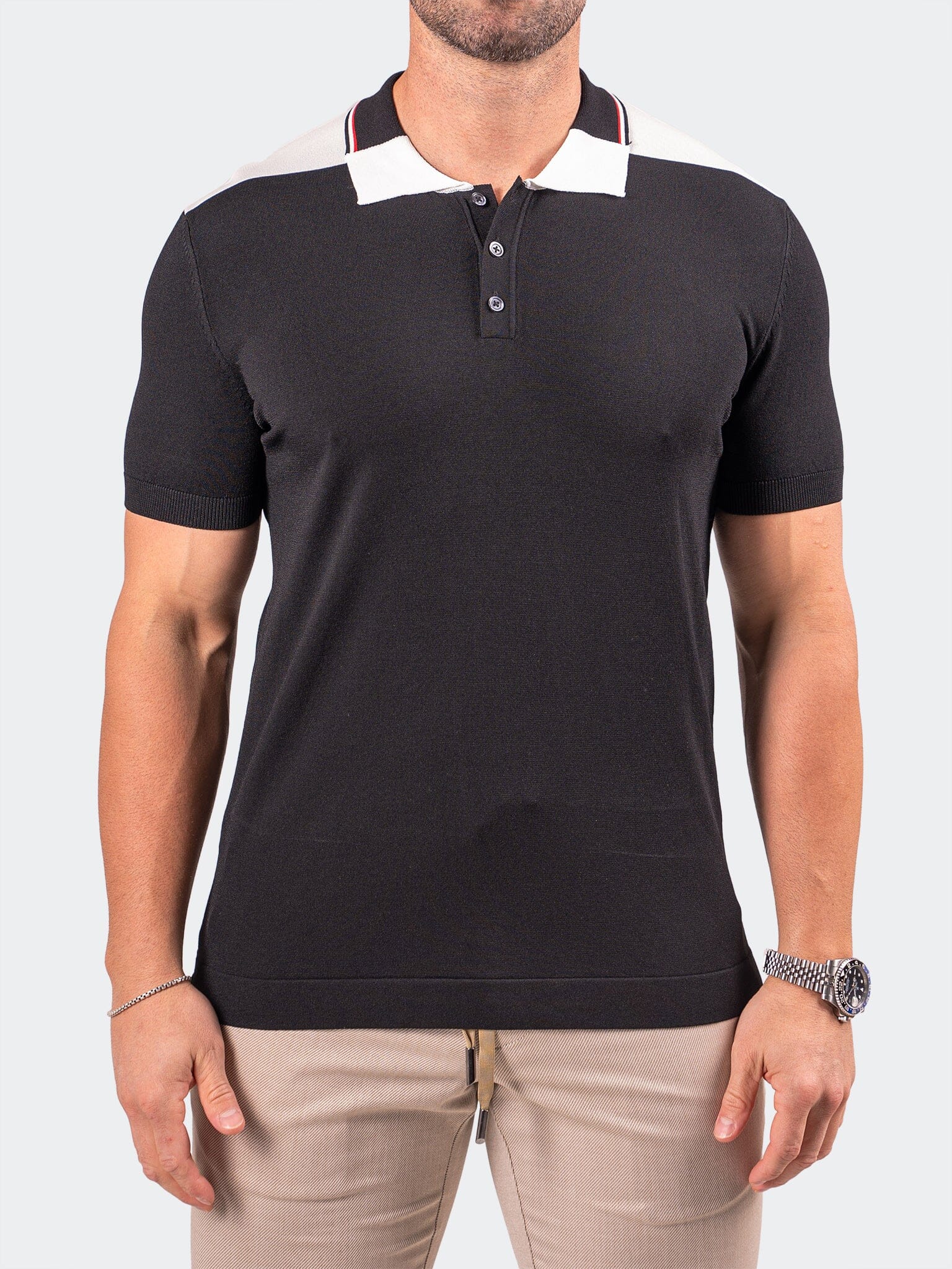 TipDeep Black Knit Polo