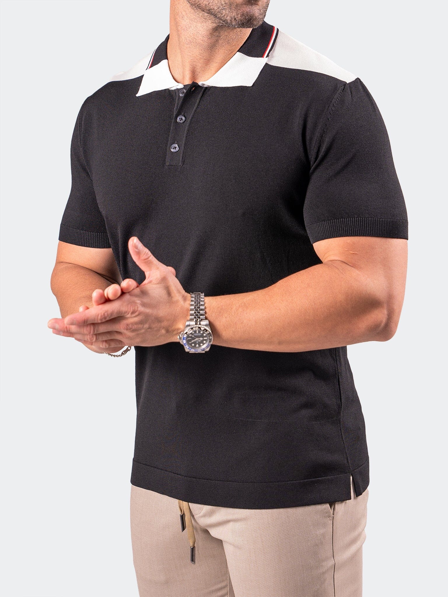 TipDeep Black Knit Polo