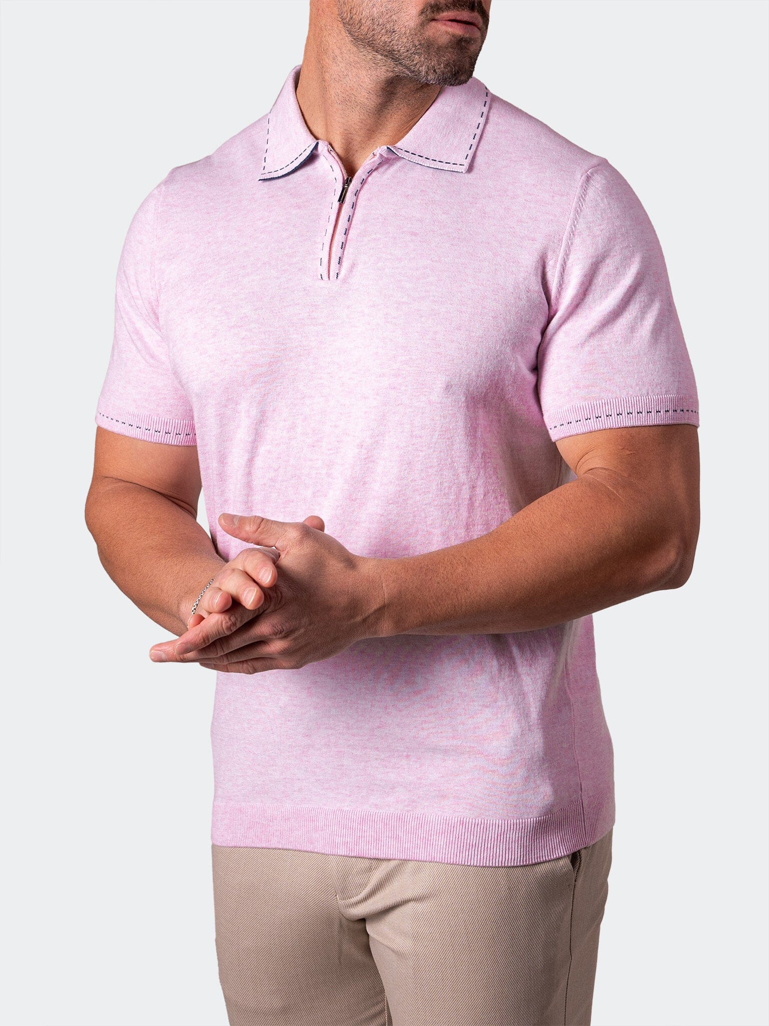 ZipSoft Pink Knit Polo