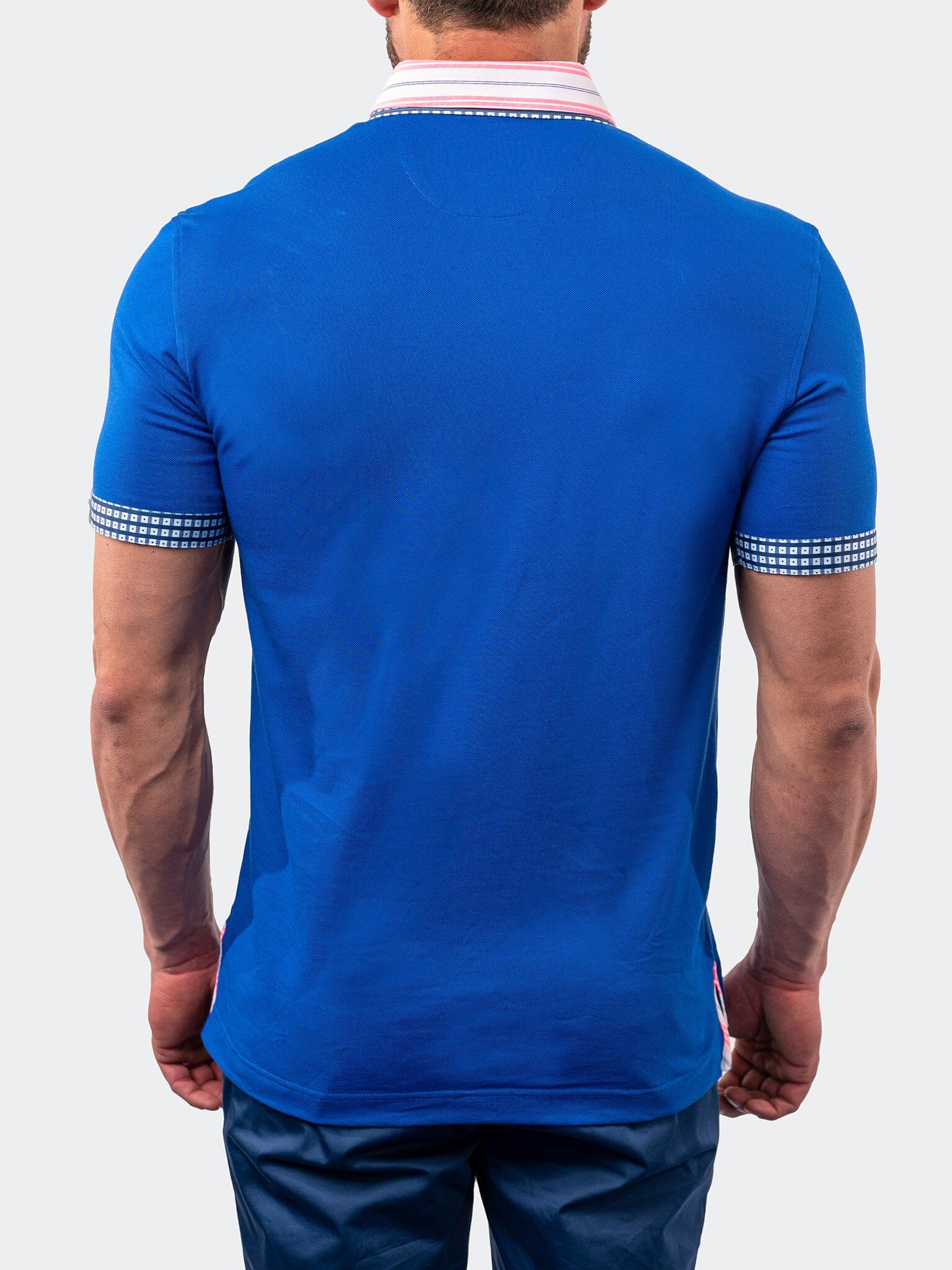 Mozart Solid Stripe Blue Polo