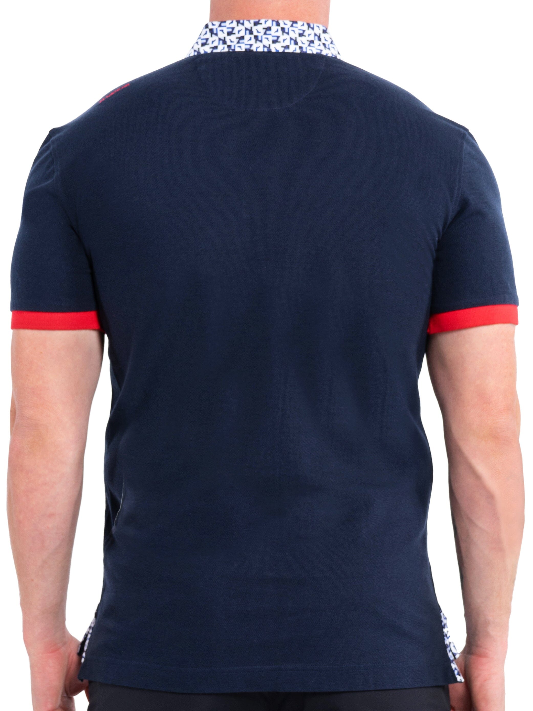 Perm Contrast Collar Navy Polo