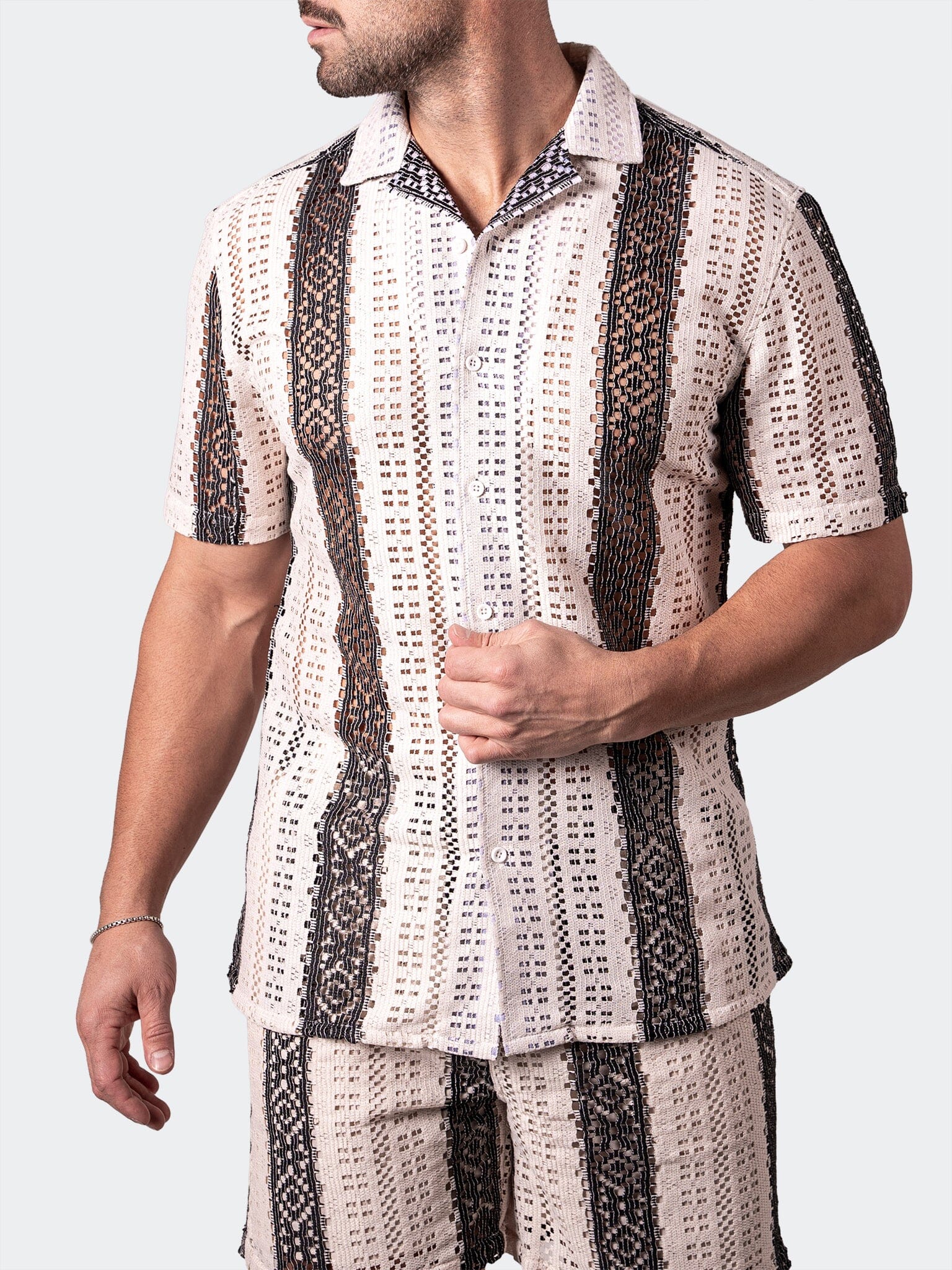 Shirt SS StripesCream White