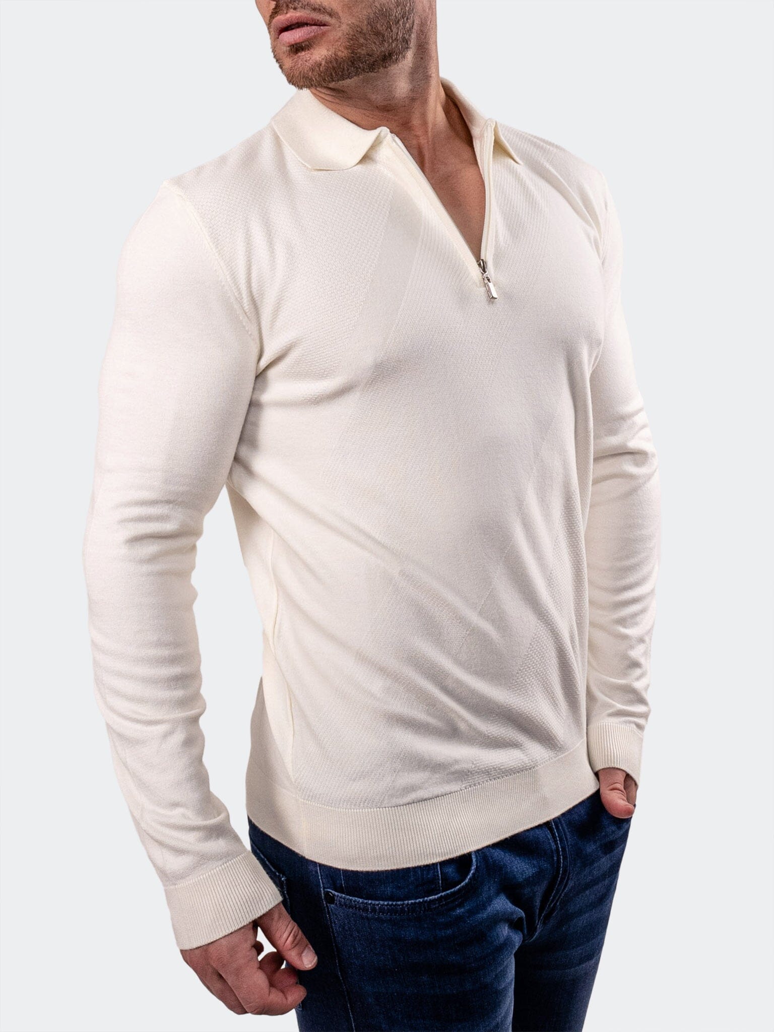 Knitted Cream Quarter-Zip