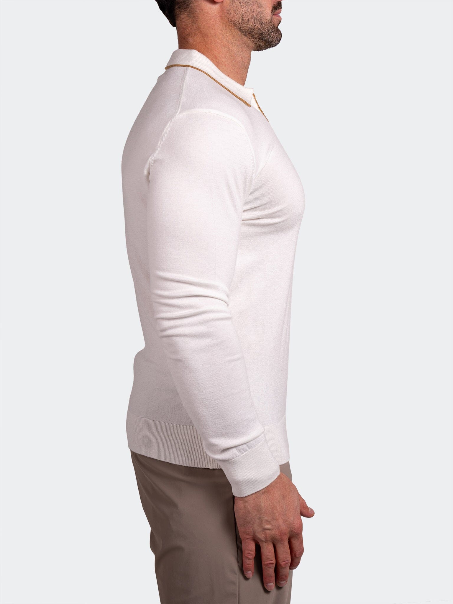 Cream Knit Polo Sweater