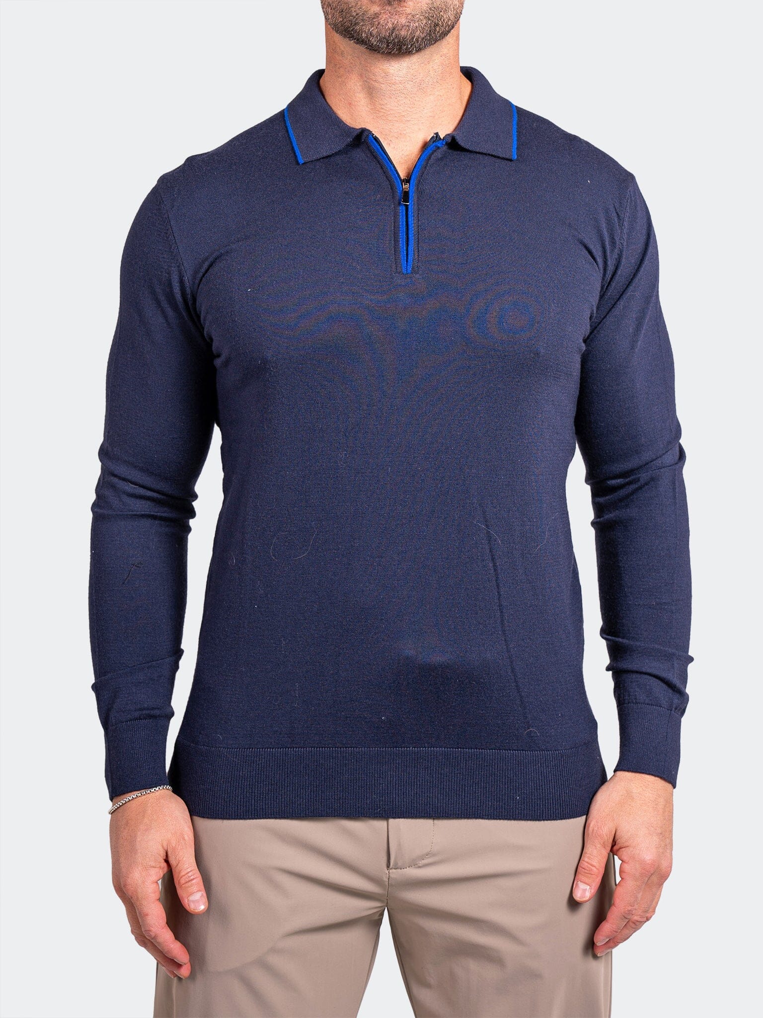 Navy Quarter-Zip Knit Sweater