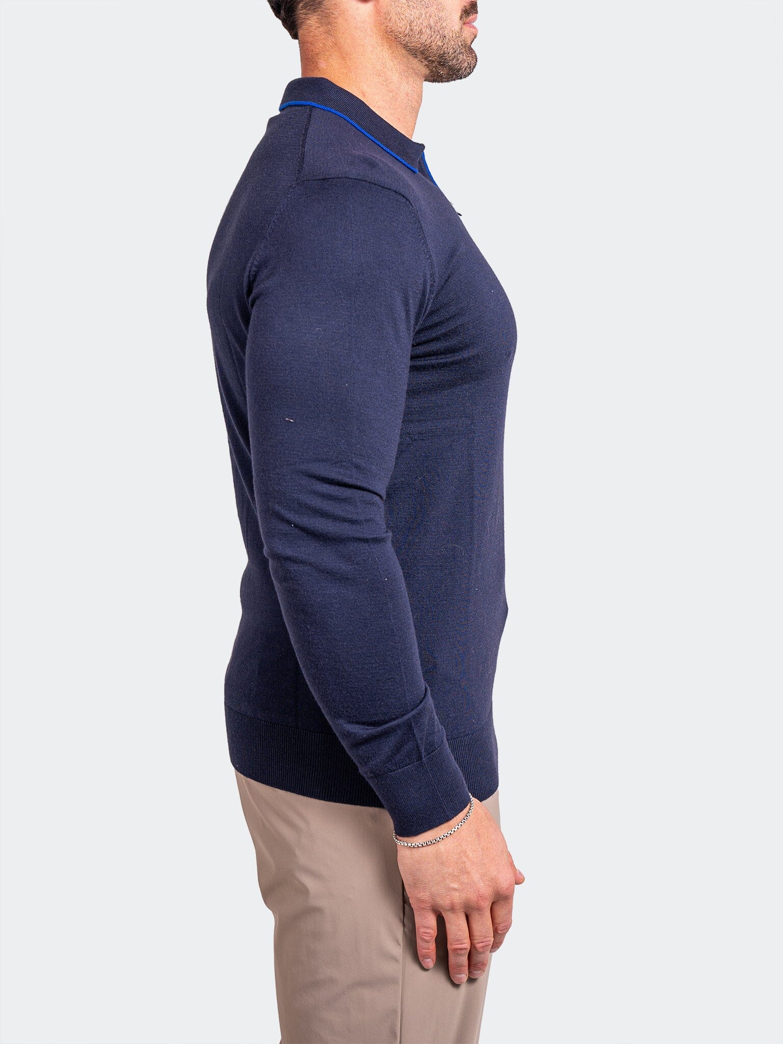 Navy Quarter-Zip Knit Sweater