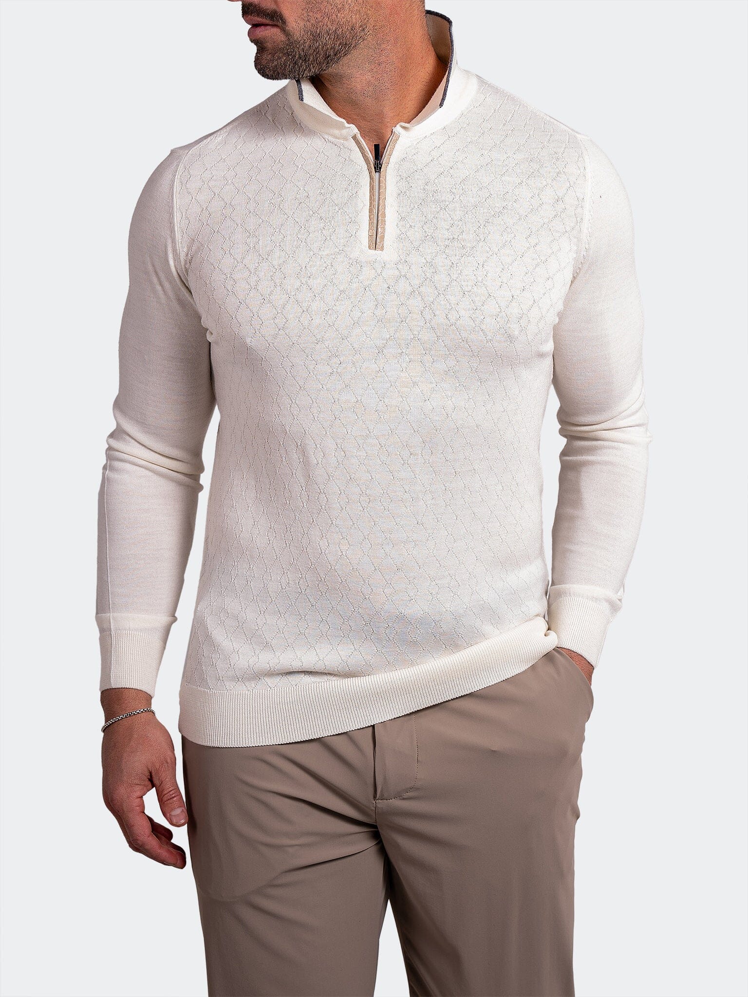 Knitted Passion White Zip Sweater