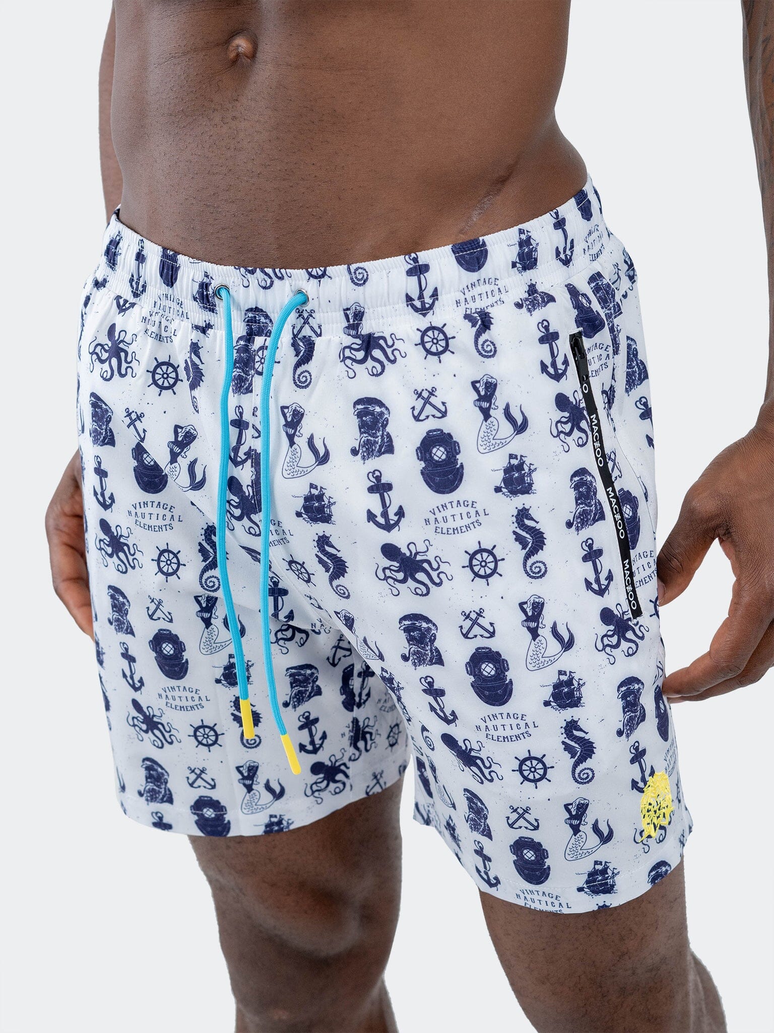 Lion Nautical White Swim Shorts