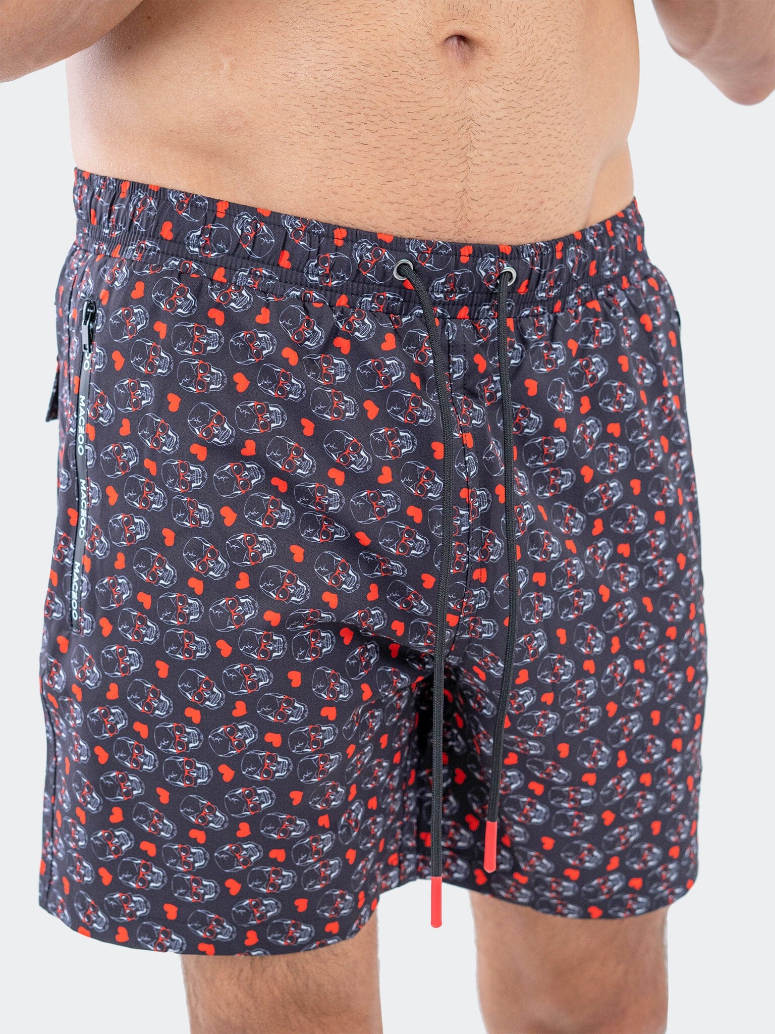 Lion SkullHeart Black Swim Shorts