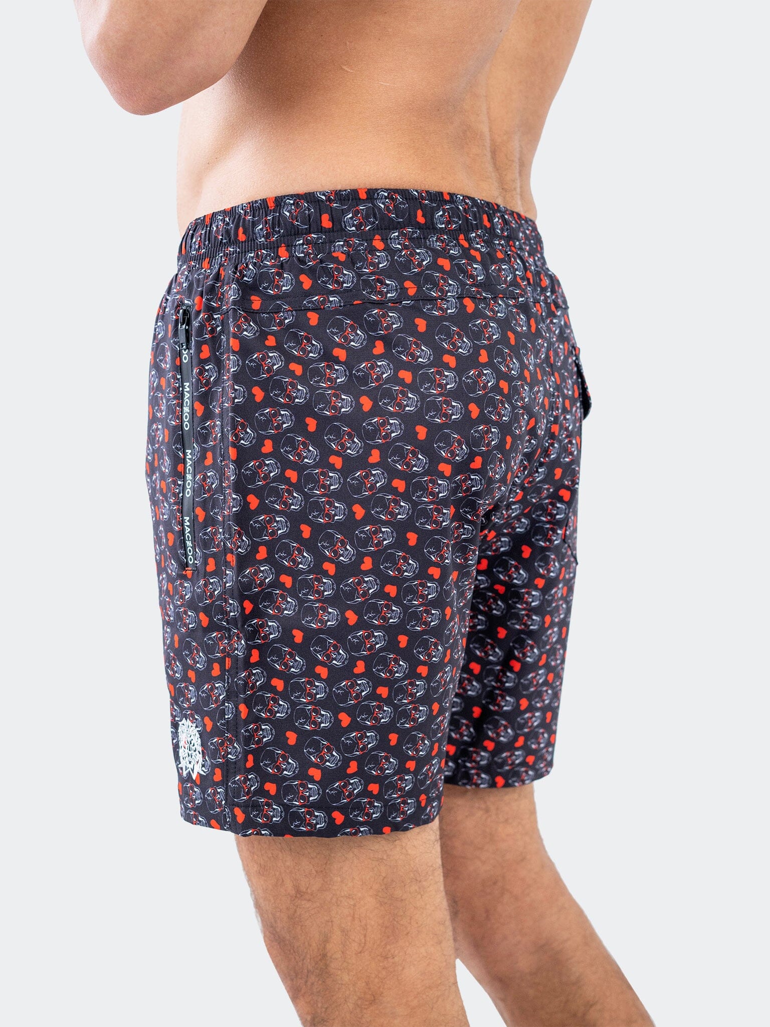 Lion SkullHeart Black Swim Shorts