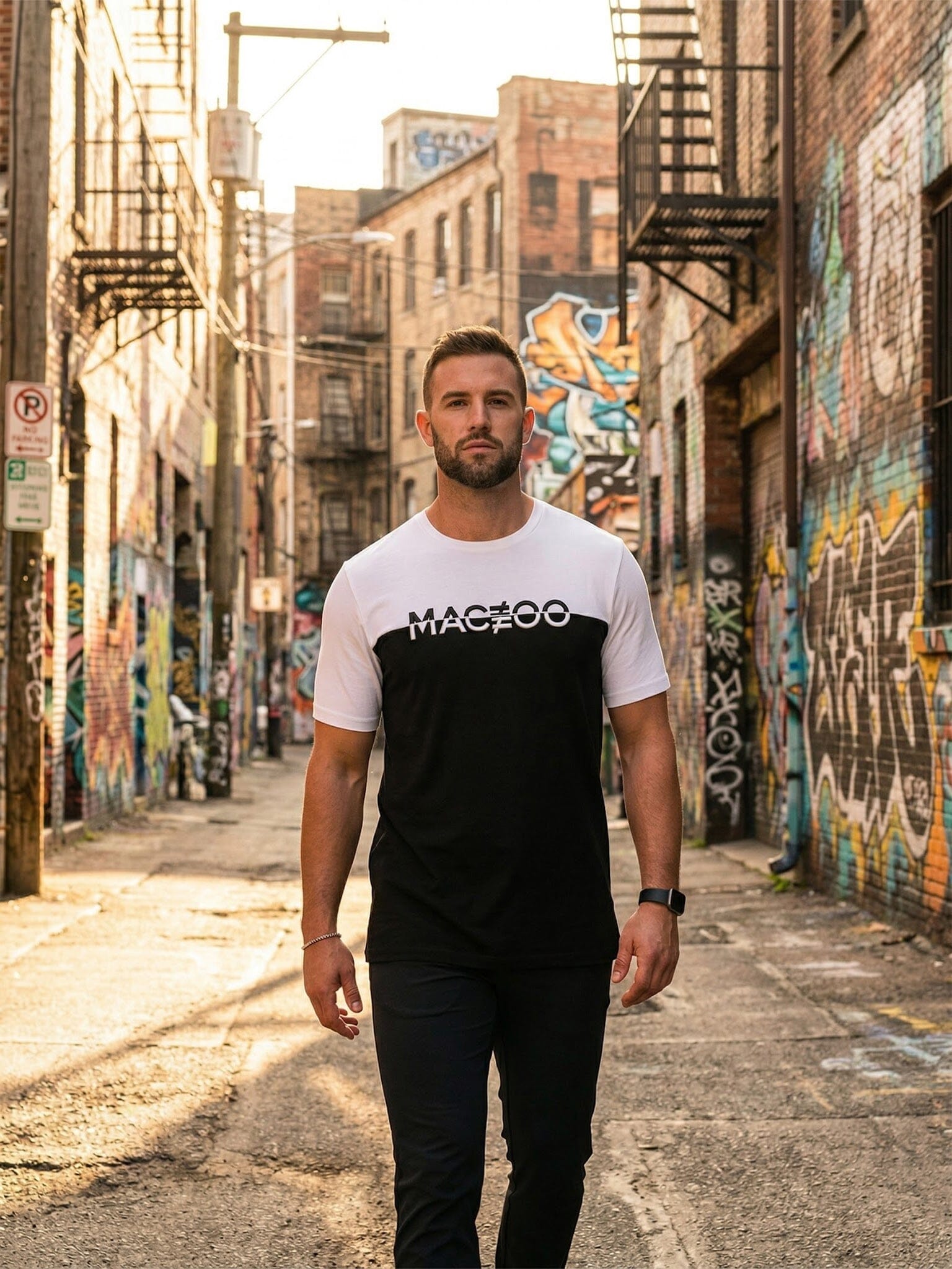 Colorblock Black Graphic Tee