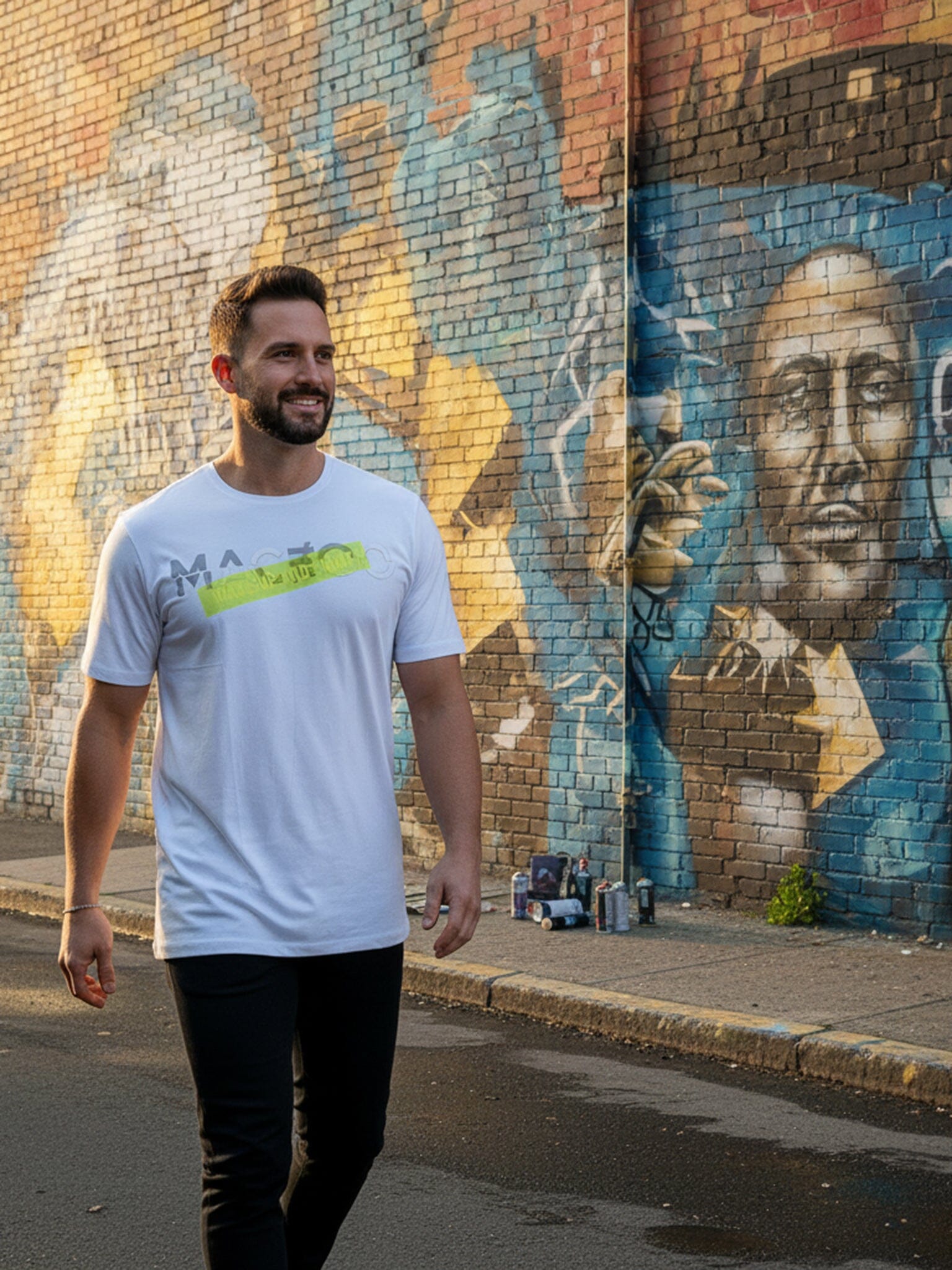 WakeUpFight White Graphic Tee