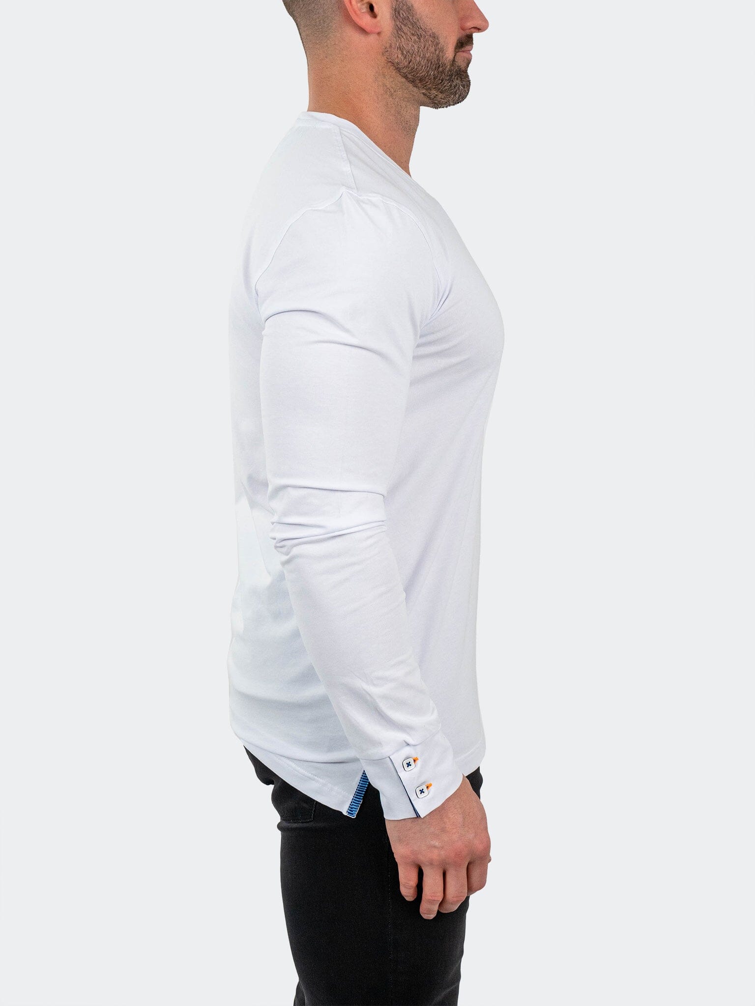 Edison Solid Cotton White V-Neck