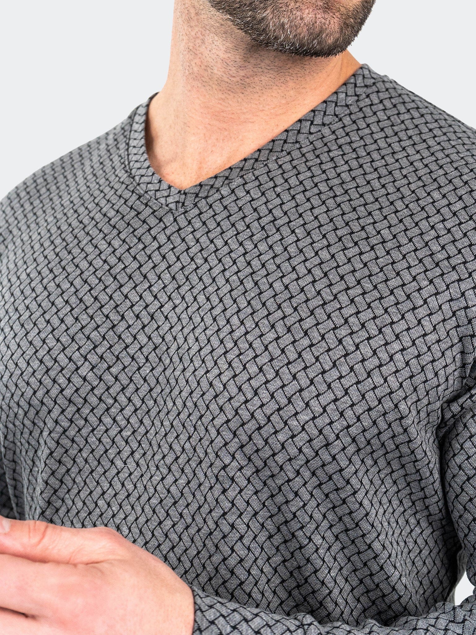 Edison Weaves Grey V-Neck Tee