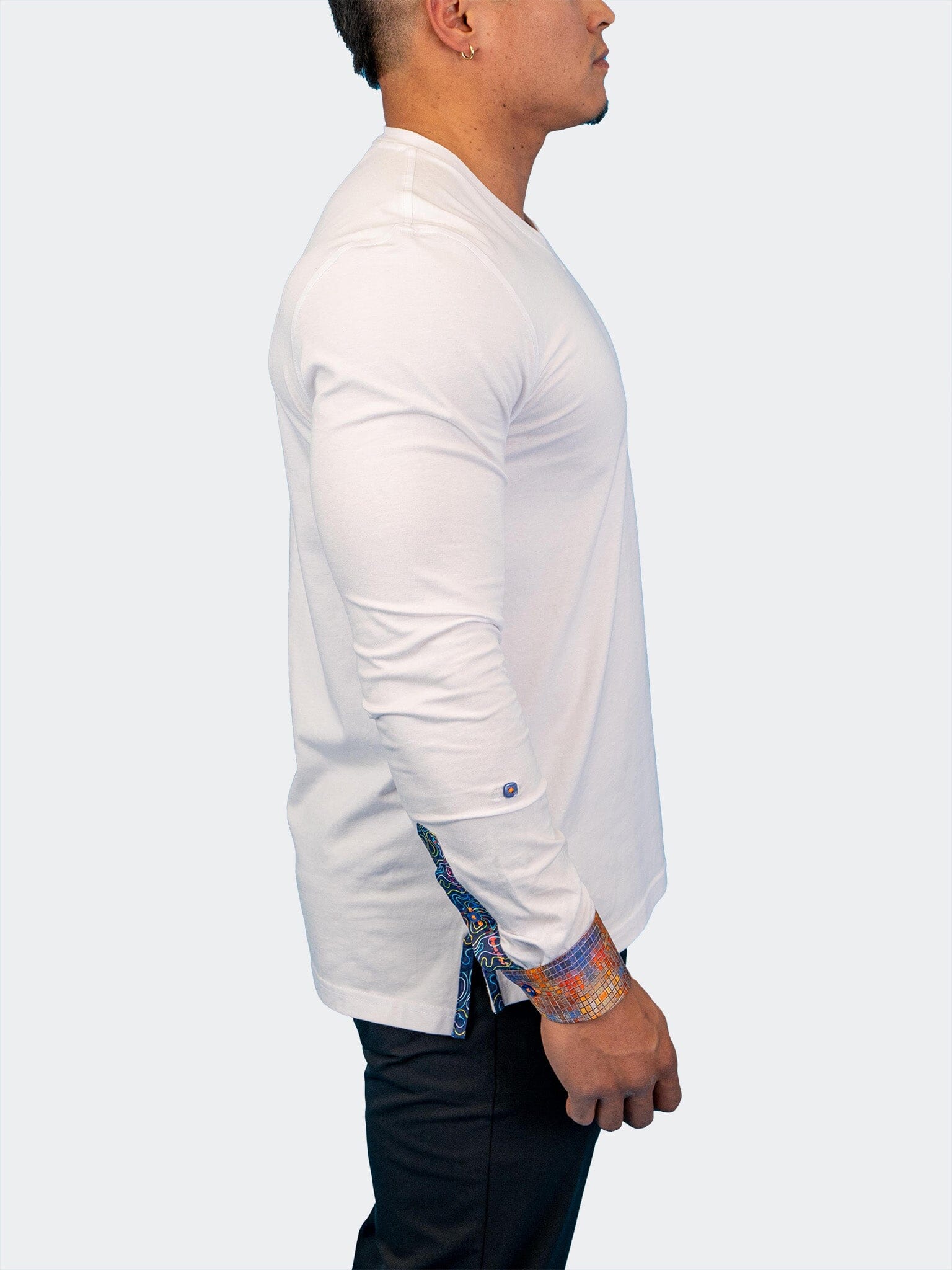 Edison White Multi Square V-Neck