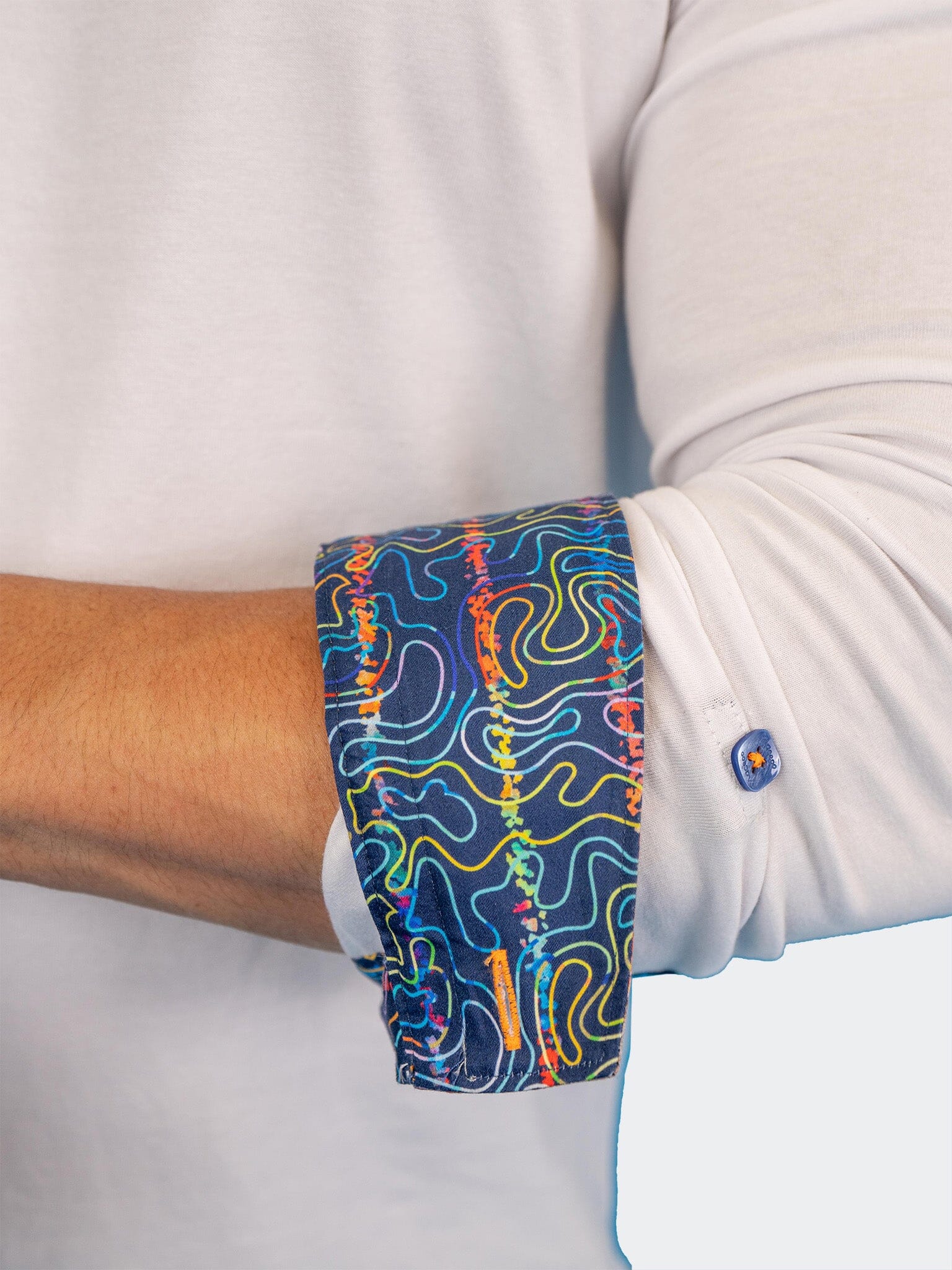 Edison White Multi Square V-Neck