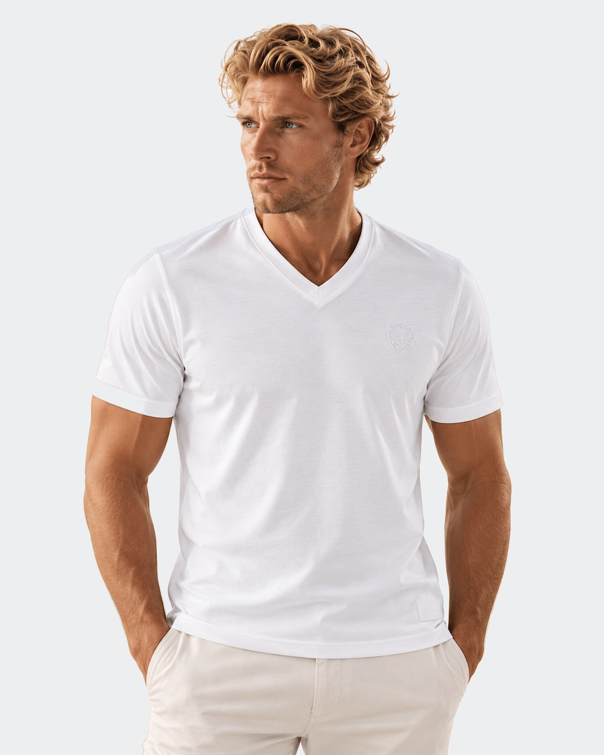 V-Neck SS Short Sleeve Unknown 0015 White