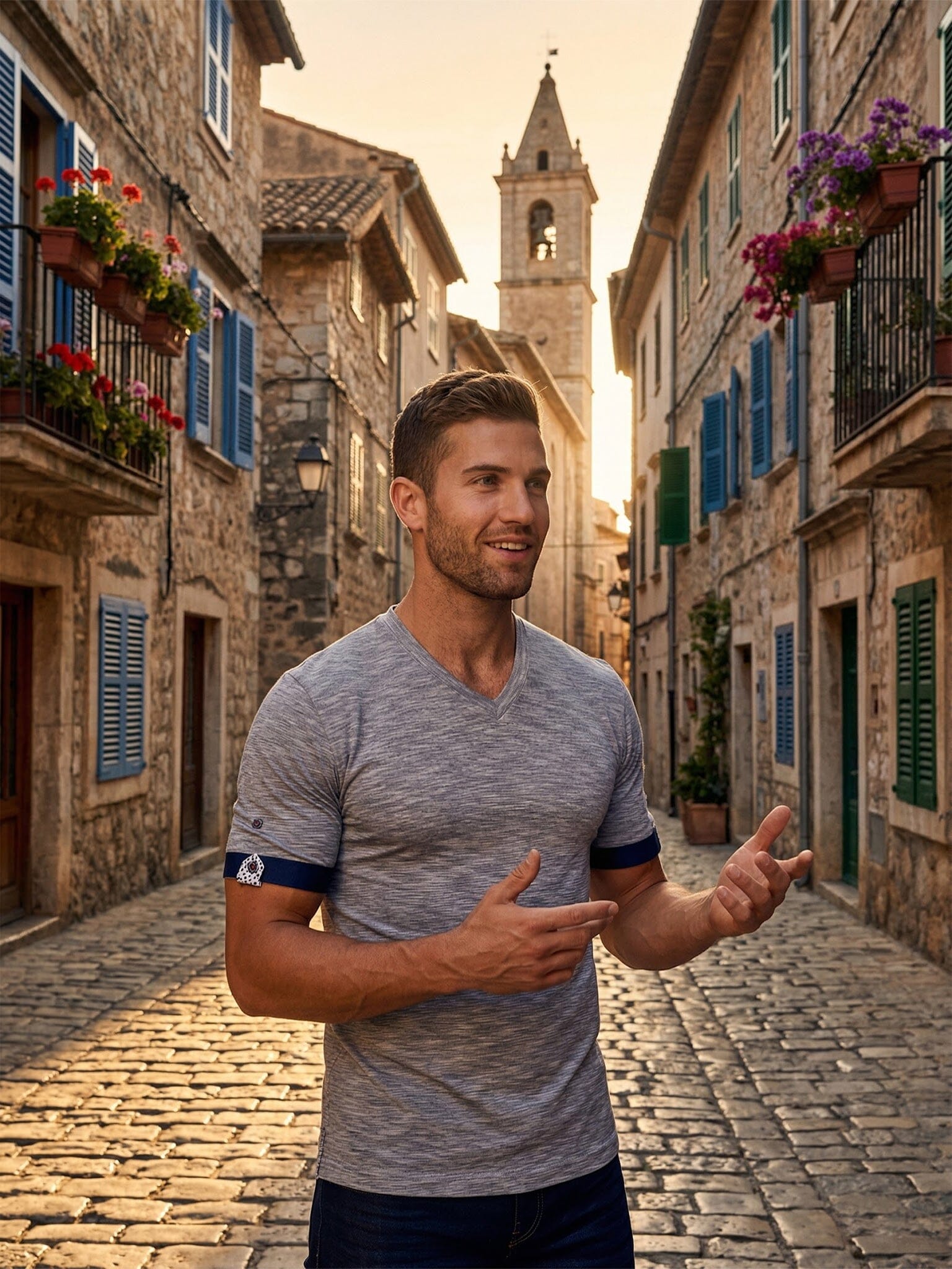 V-Neck Charcoal Stretch Tee