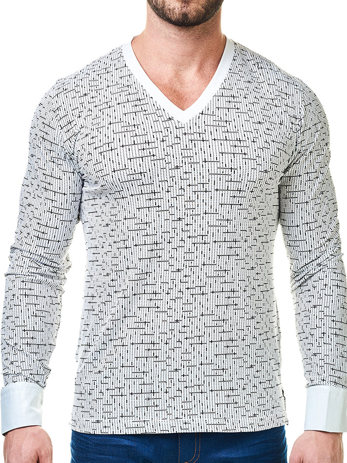 V Neck Tetris White Black