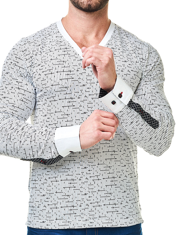 V Neck Tetris White Black