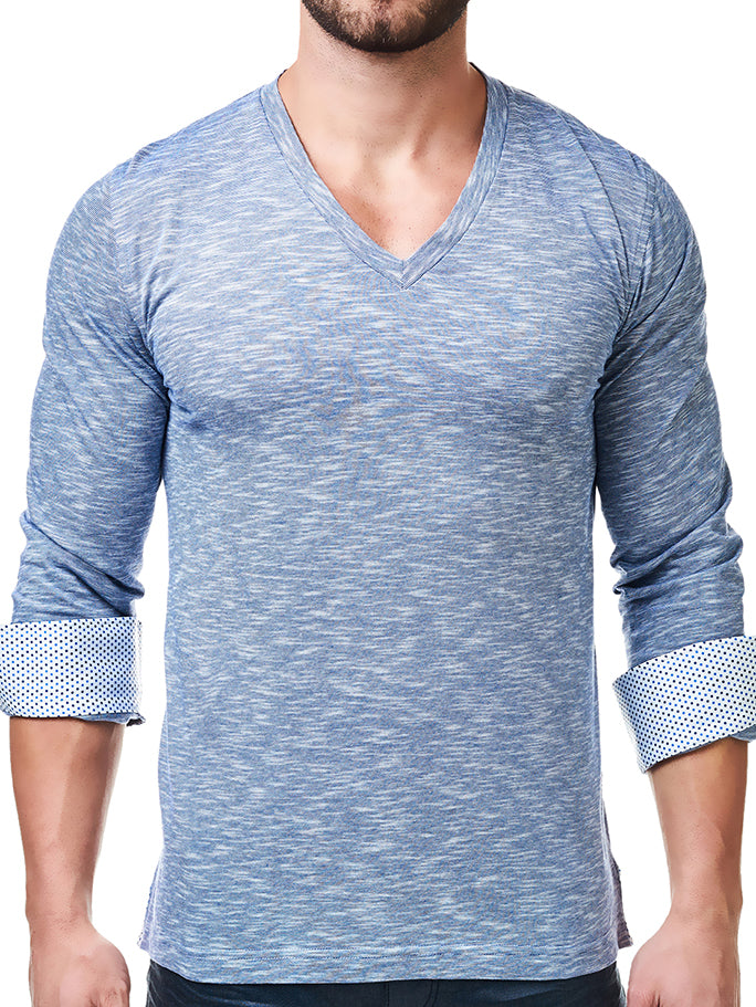 V Neck Wavy Navy