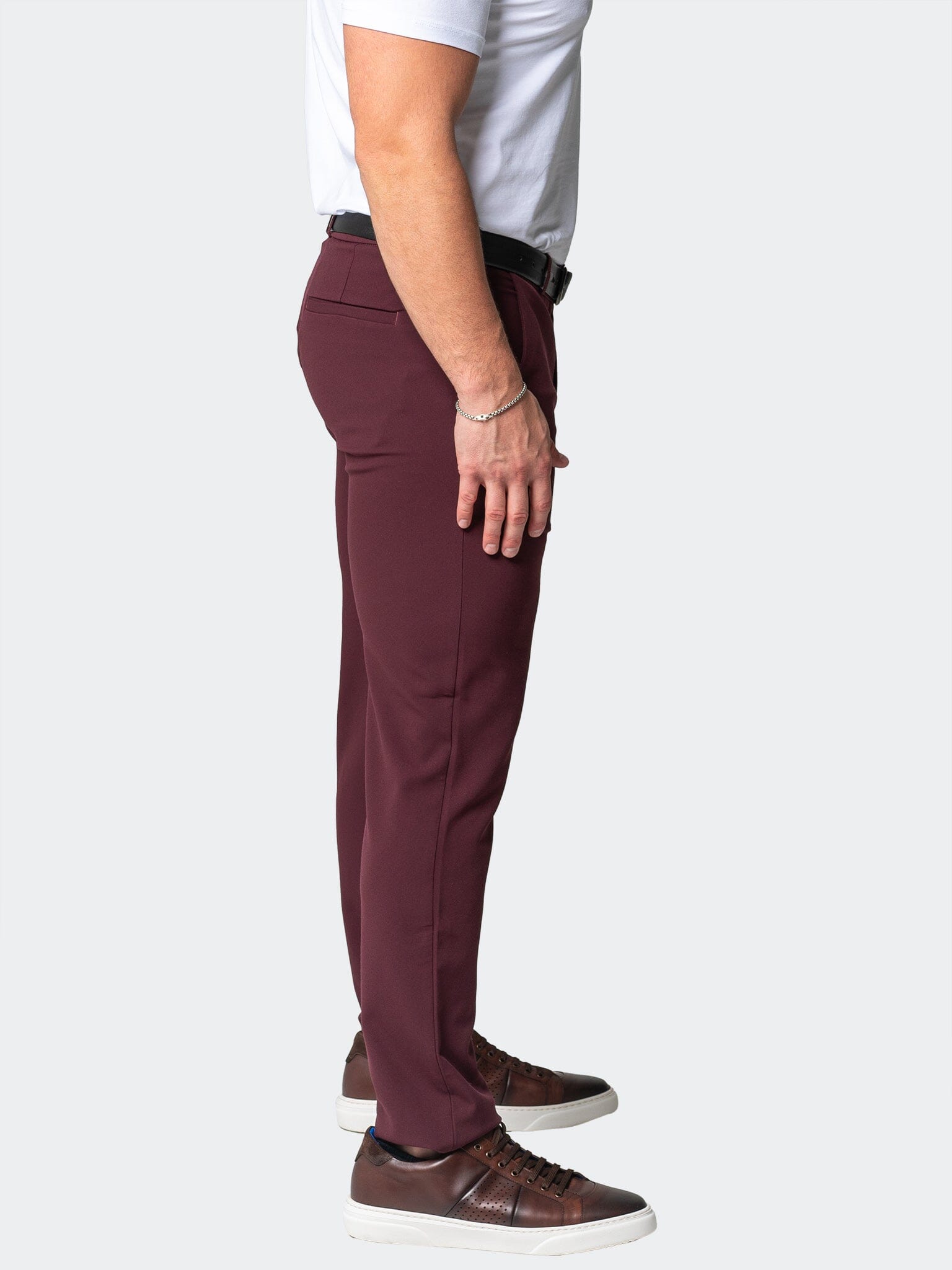 Stretch Solid Burgundy Pants