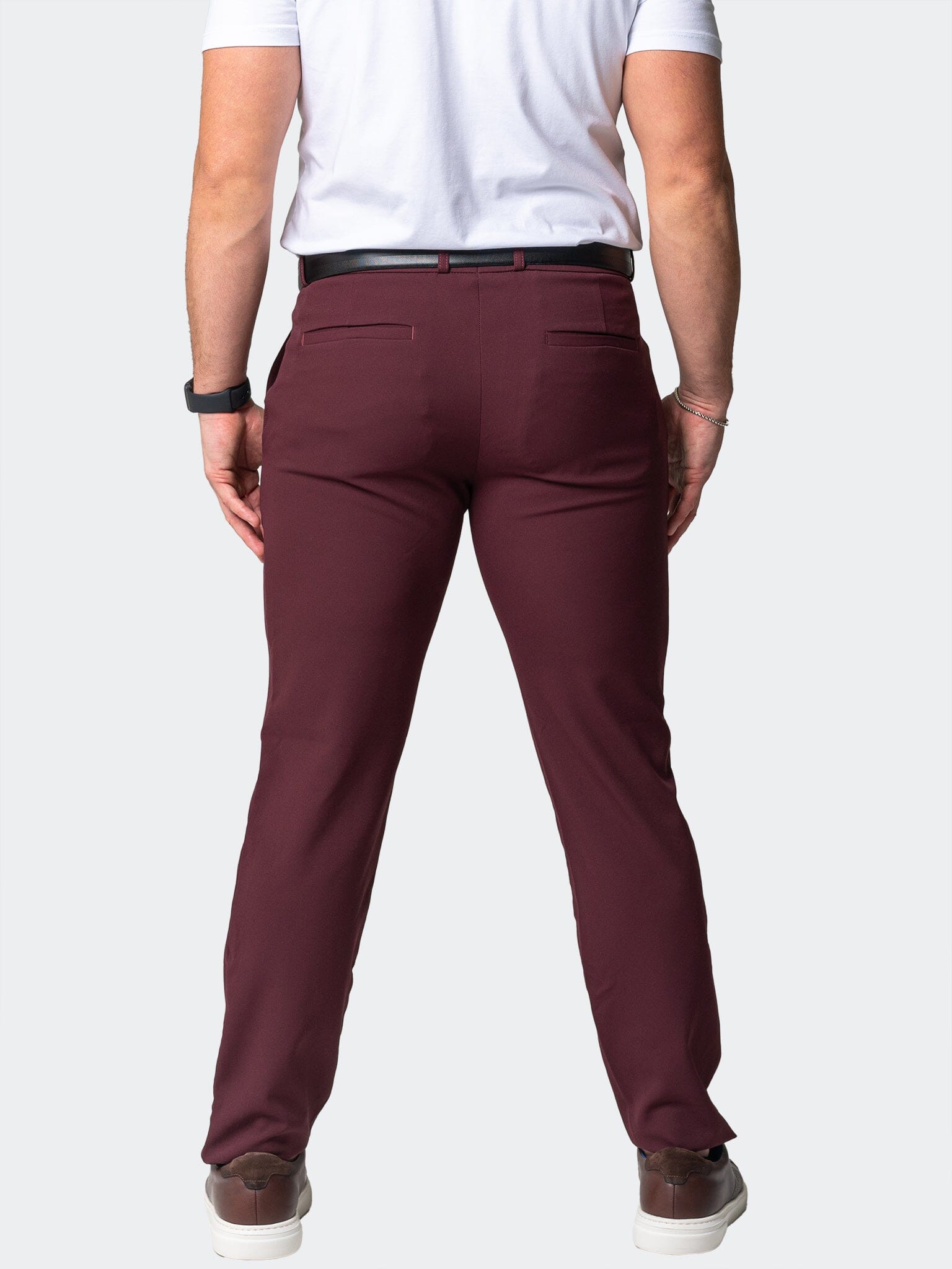 Stretch Solid Burgundy Pants