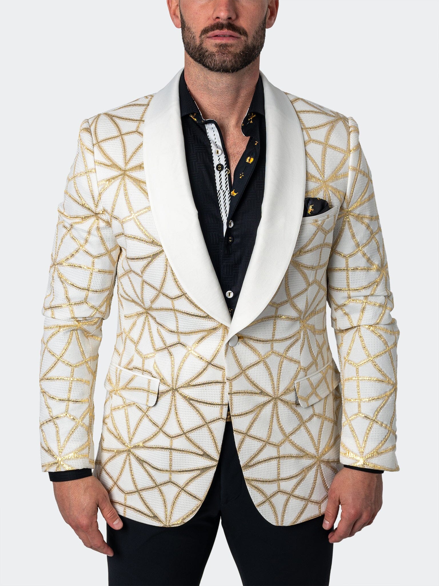 Shawl CeremonialGold White Blazer