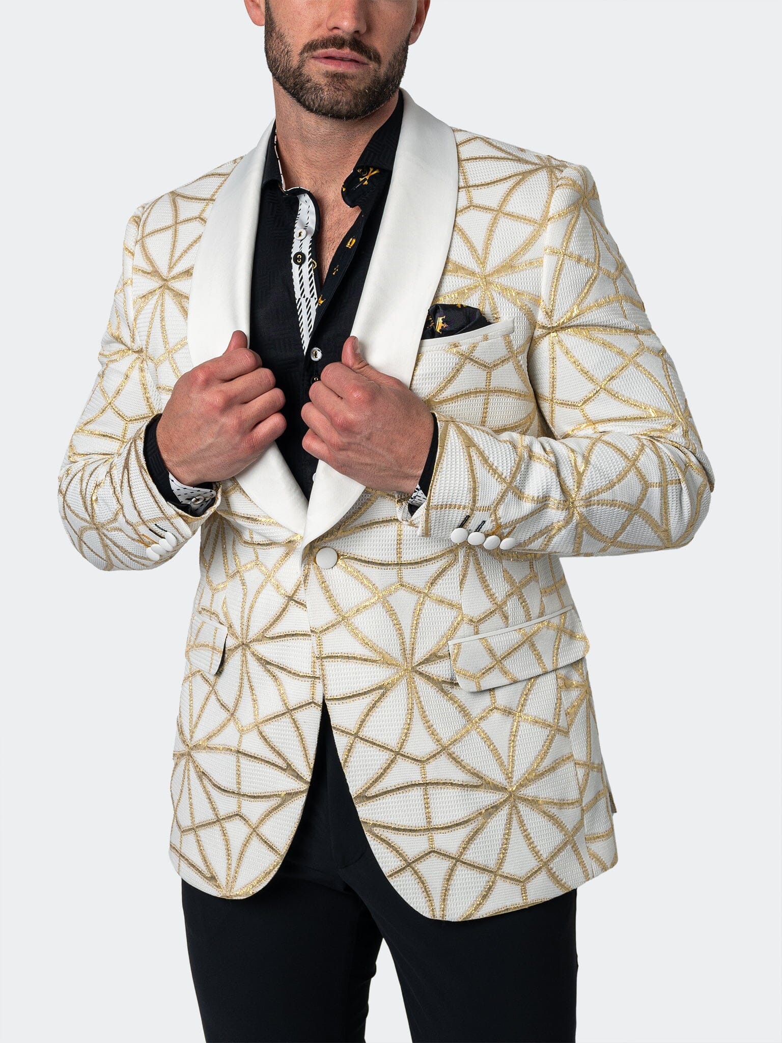 Shawl CeremonialGold White Blazer