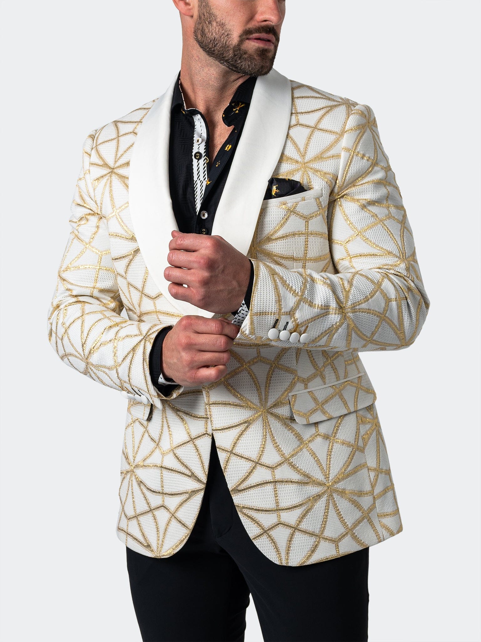 Shawl CeremonialGold White Blazer
