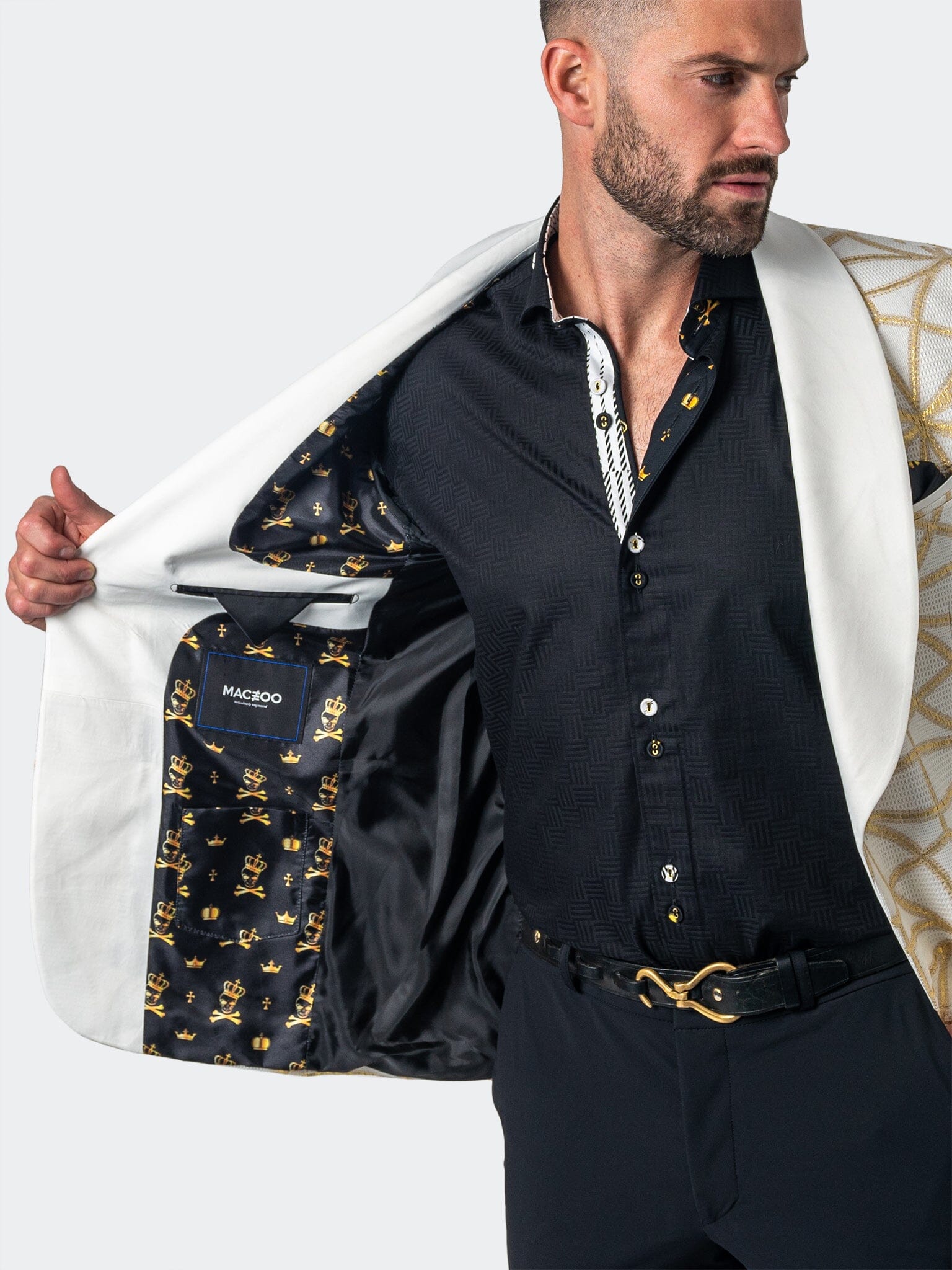 Shawl CeremonialGold White Blazer