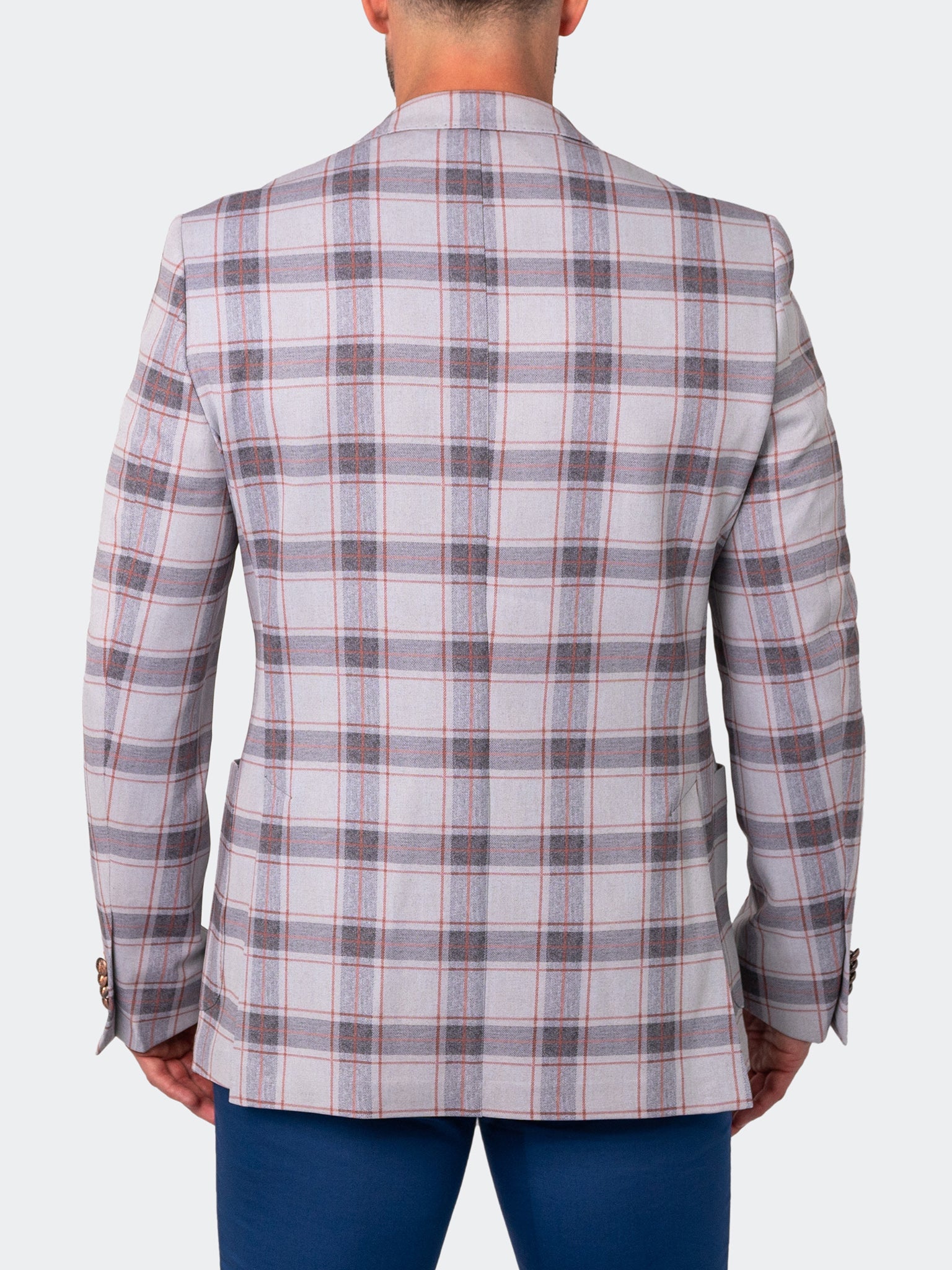 Blazer Unconstructed Algebra Plaid Grey
