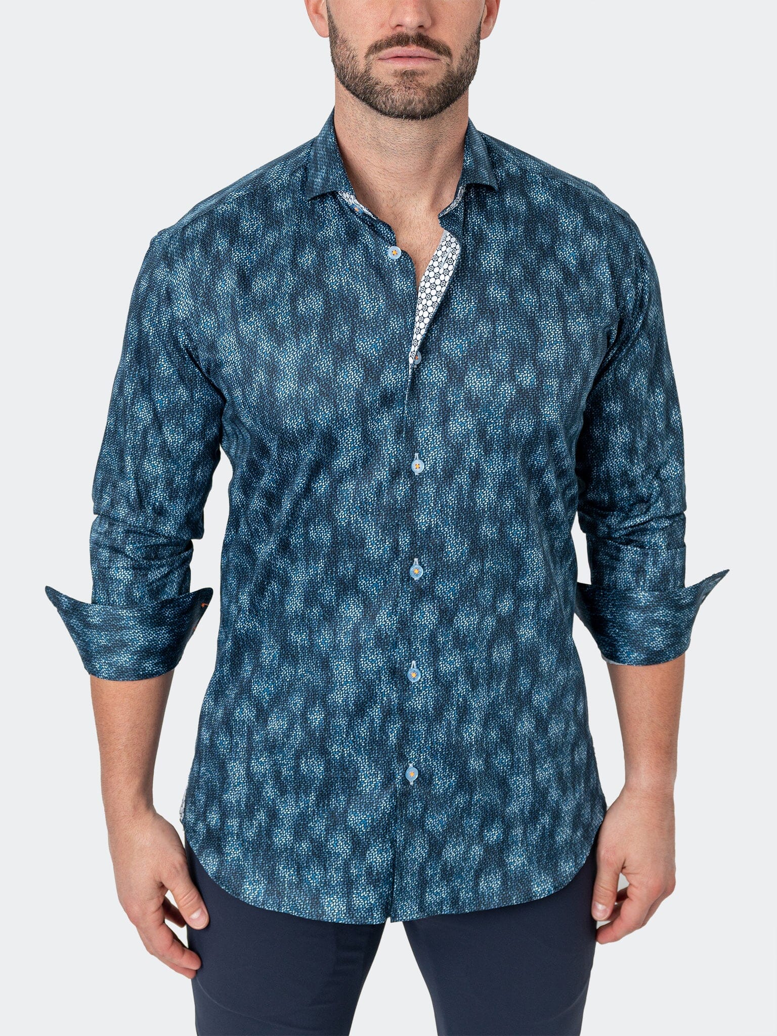 LeavesMicro Blue Dress Shirt