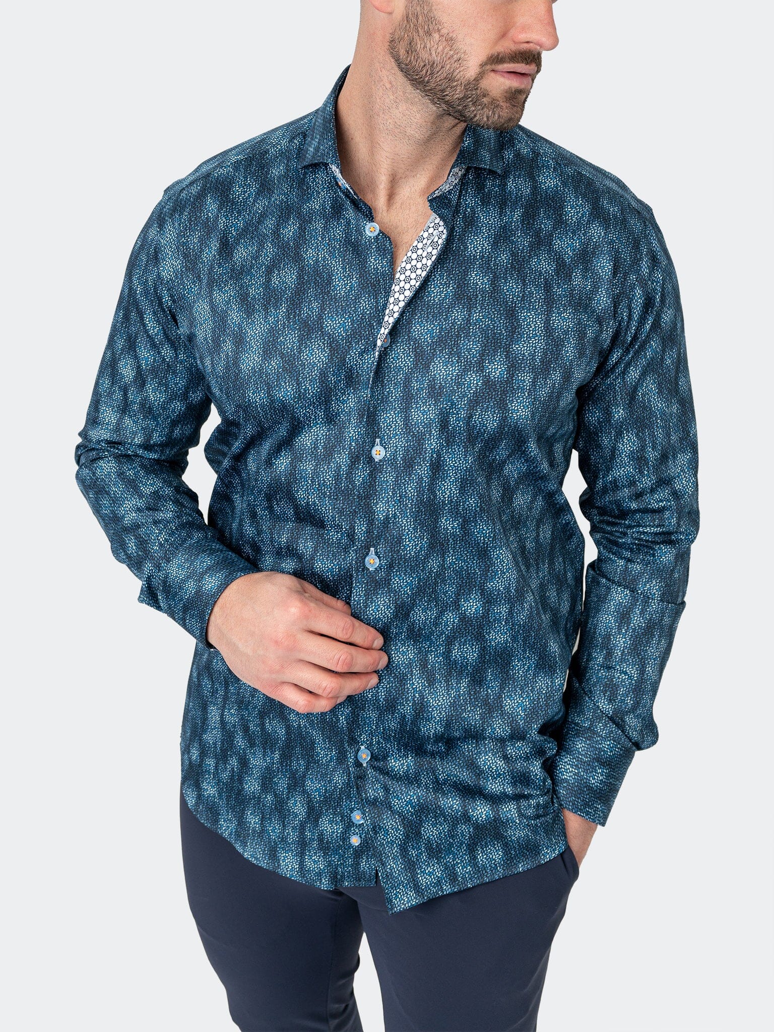 LeavesMicro Blue Dress Shirt