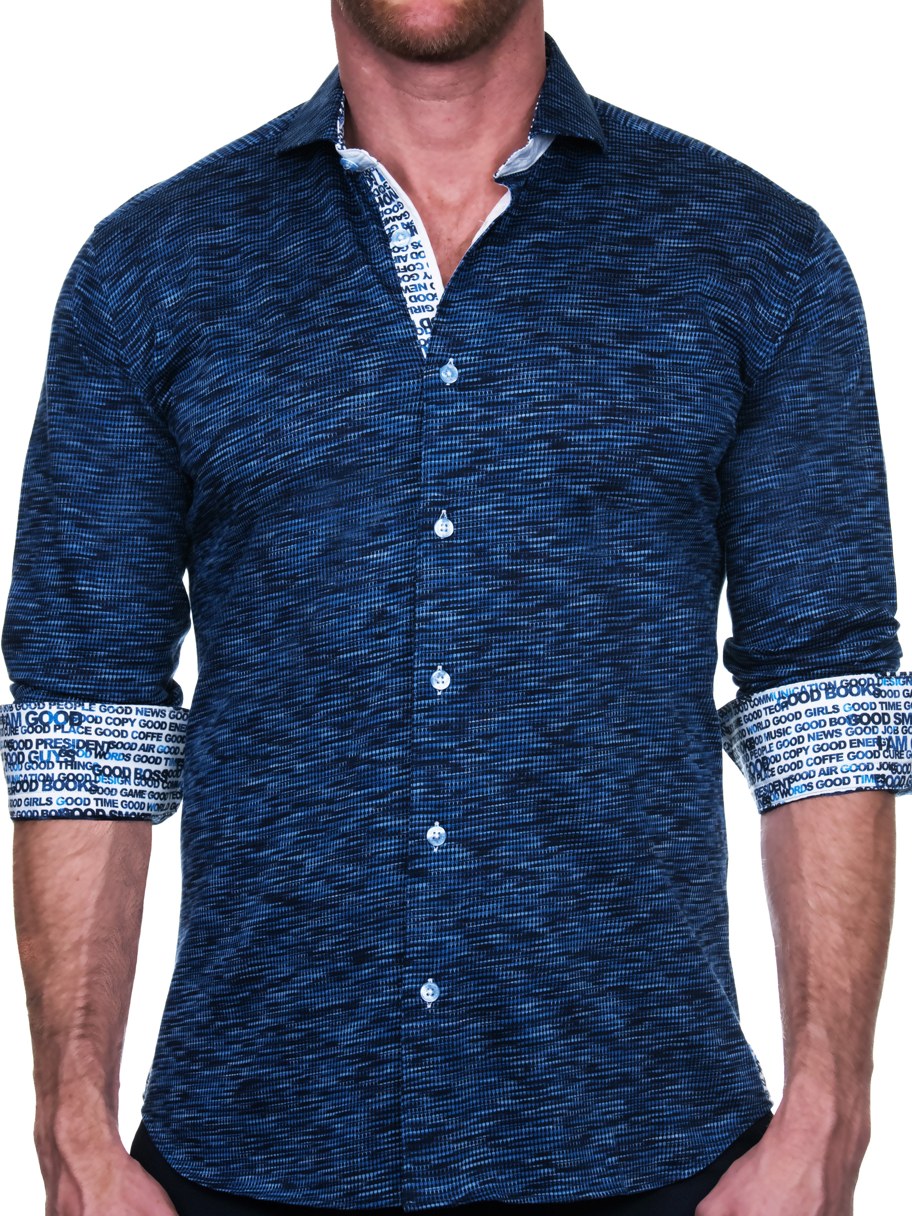 Eins Knitted Melange Blue Shirt