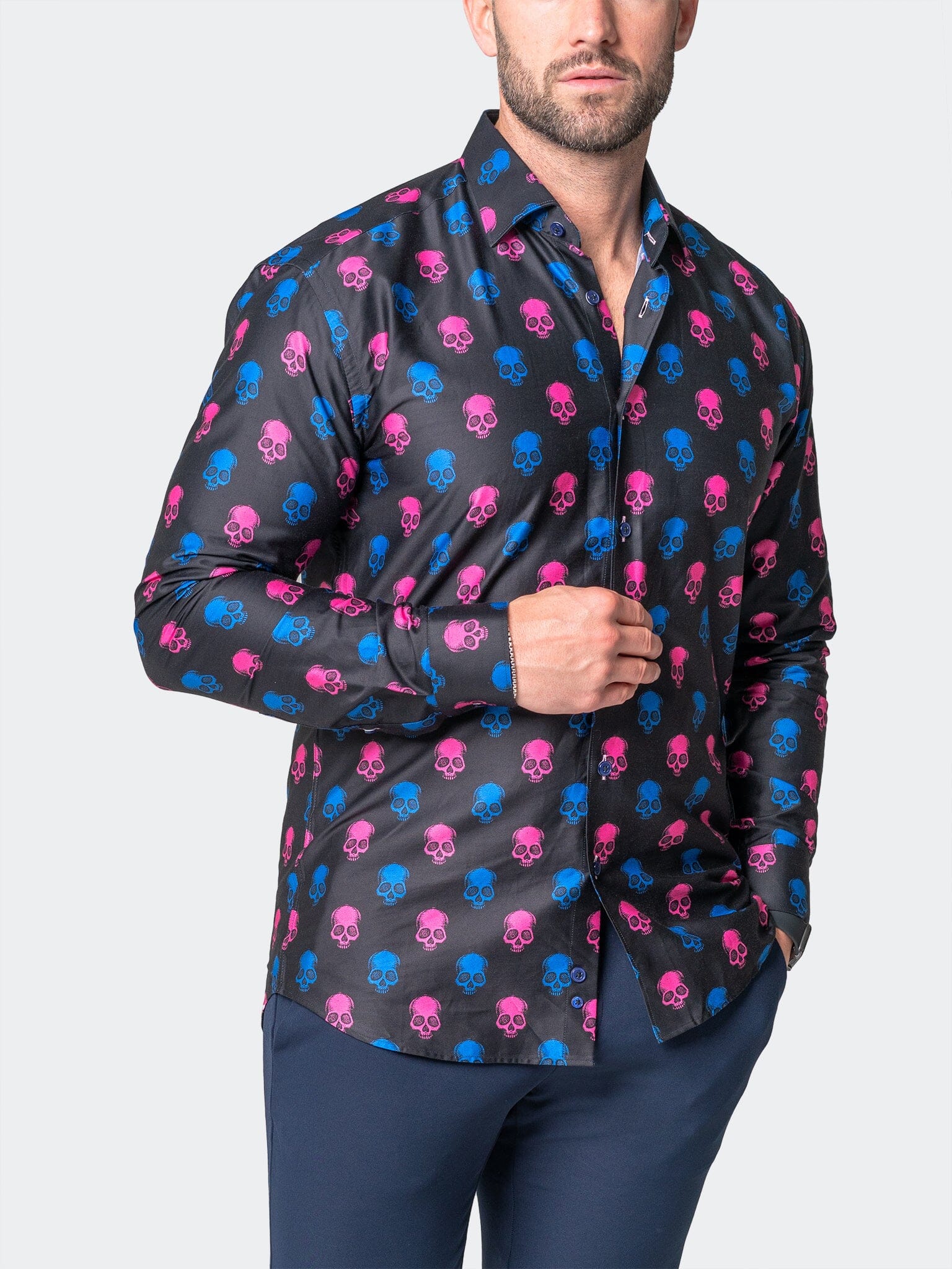 Fibonacci SkullPrinted Black Shirt